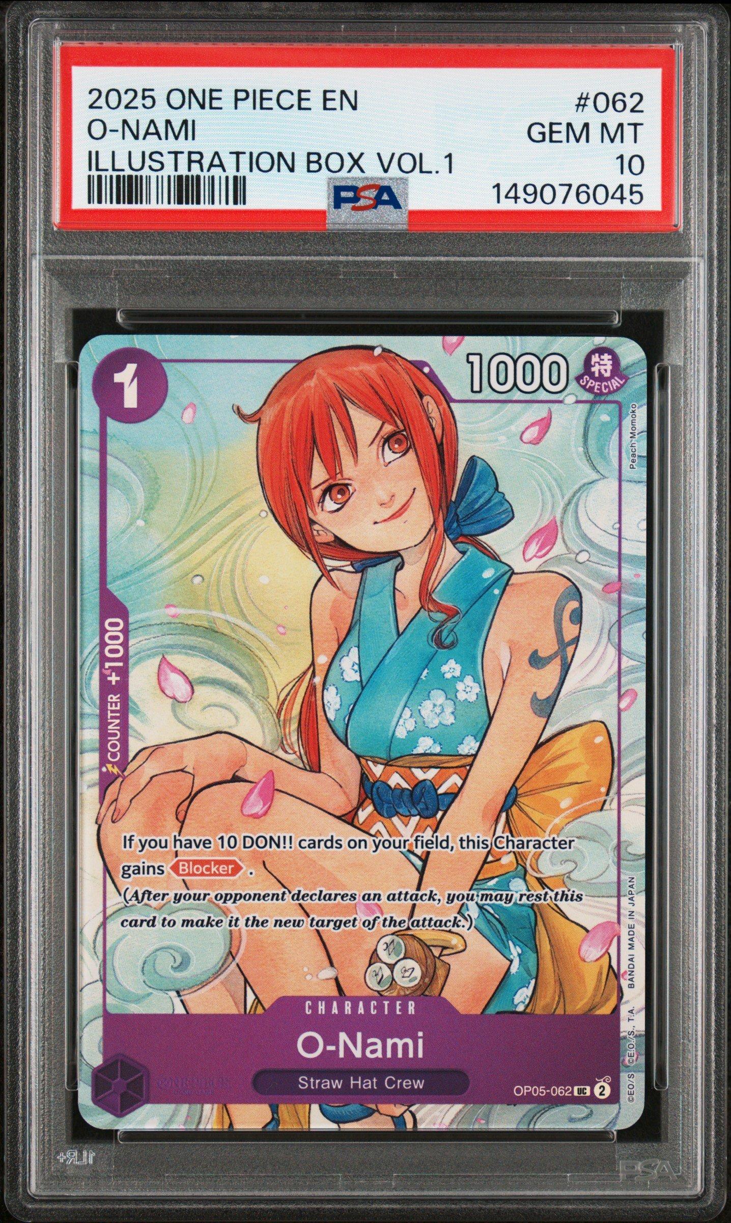 2025 One Piece Promos 062 O-nami Illustration Box Vol.1 PSA 10