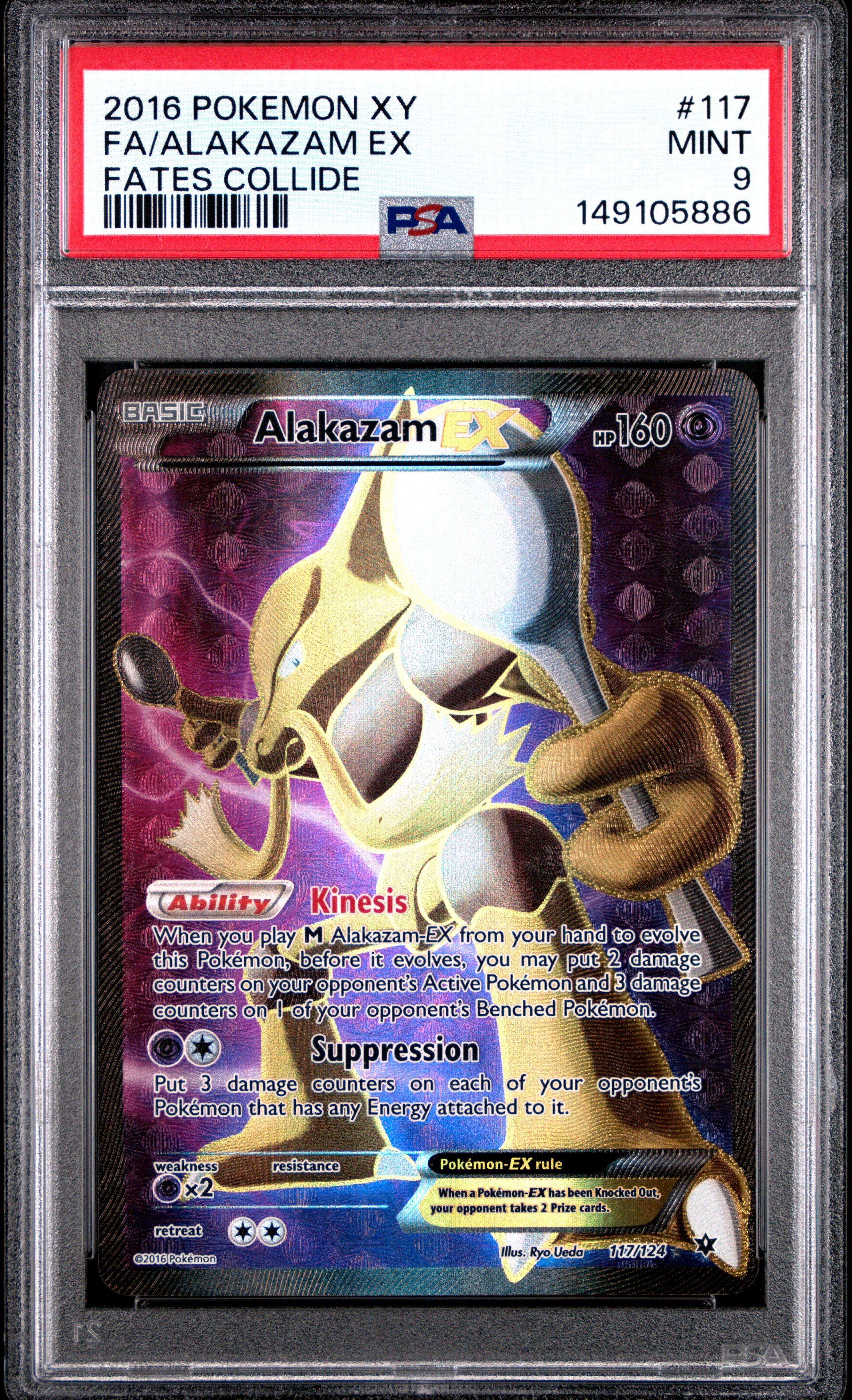 2016 Pokemon Xy Fates Collide 117 Full Art/alakazam Ex PSA 9