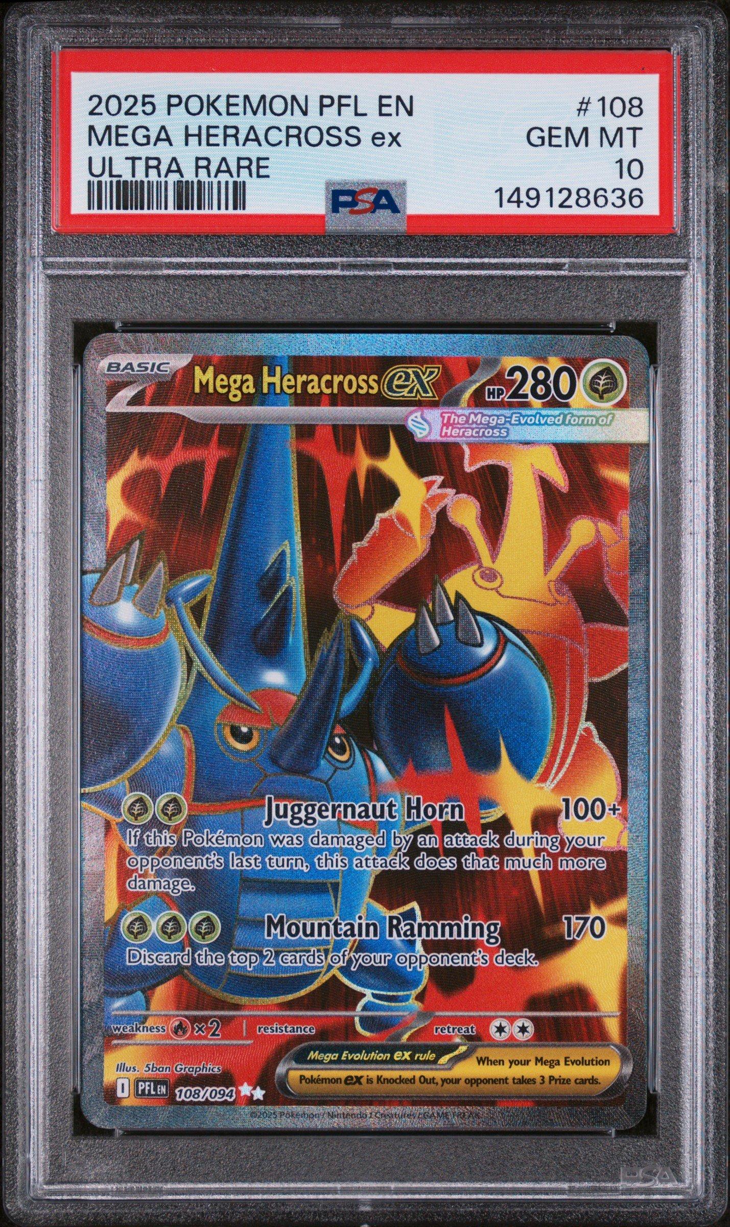 2025 Pokemon Pfl En-phantasmal Flames 108 Mega Heracross Ex Ultra