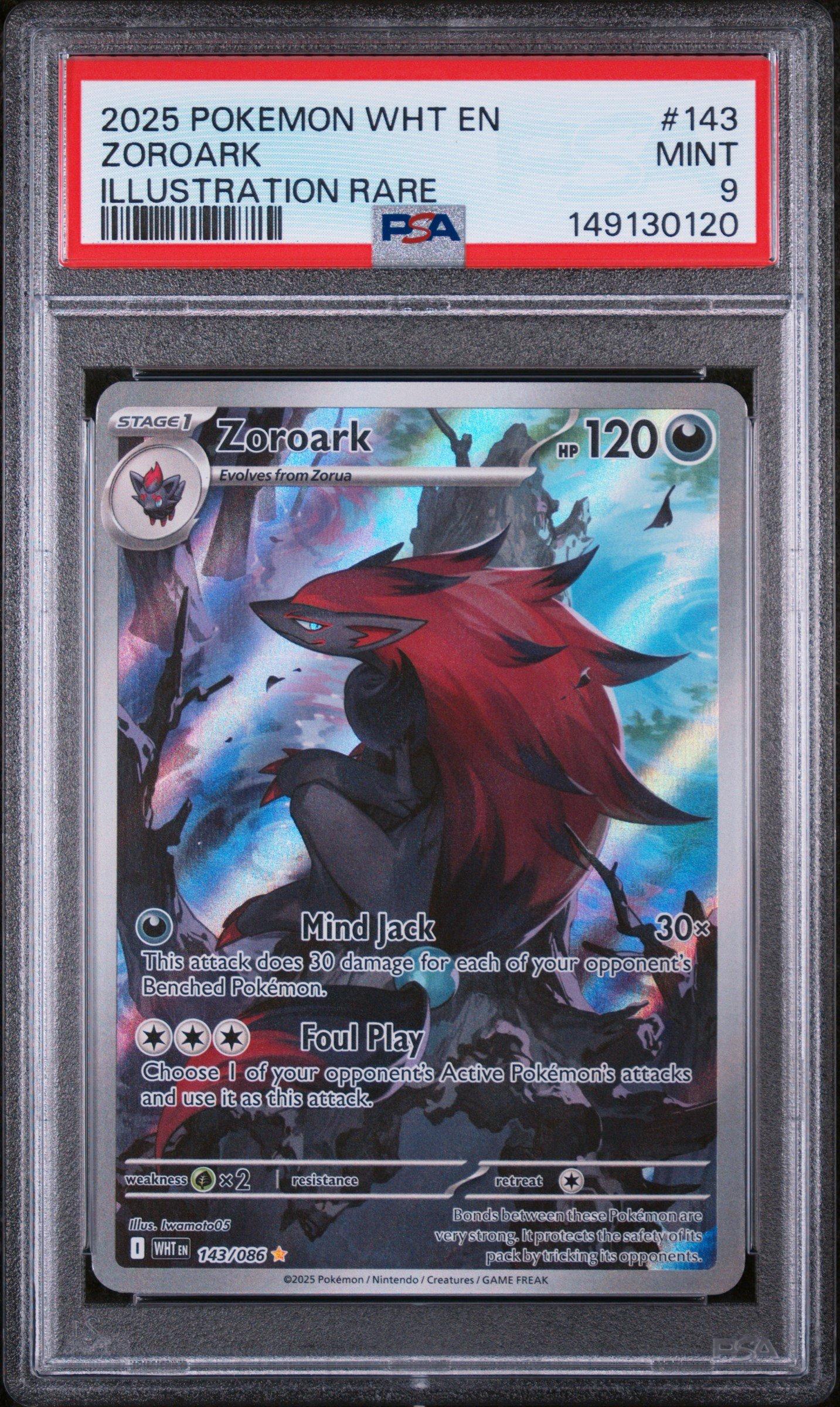 2025 Pokemon Wht En-white Flare 143 Zoroark Illustration Rare PSA