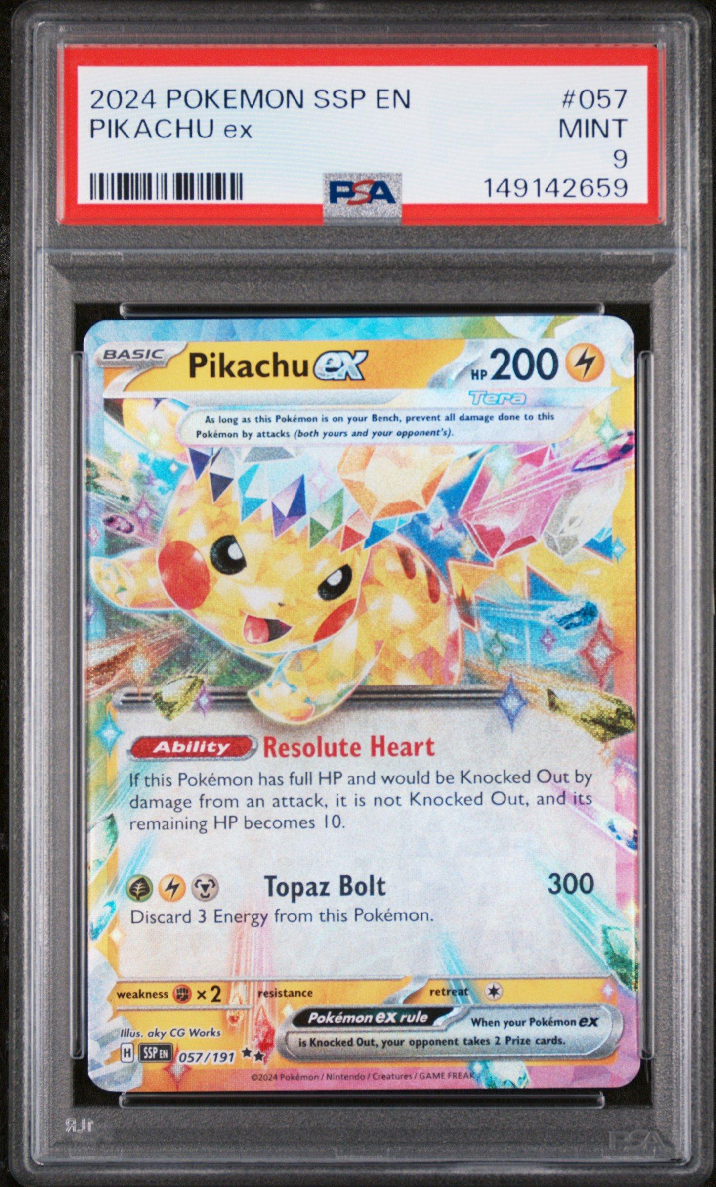 2024 Pokemon Ssp En-surging Sparks 057 Pikachu Ex PSA 9 Graded