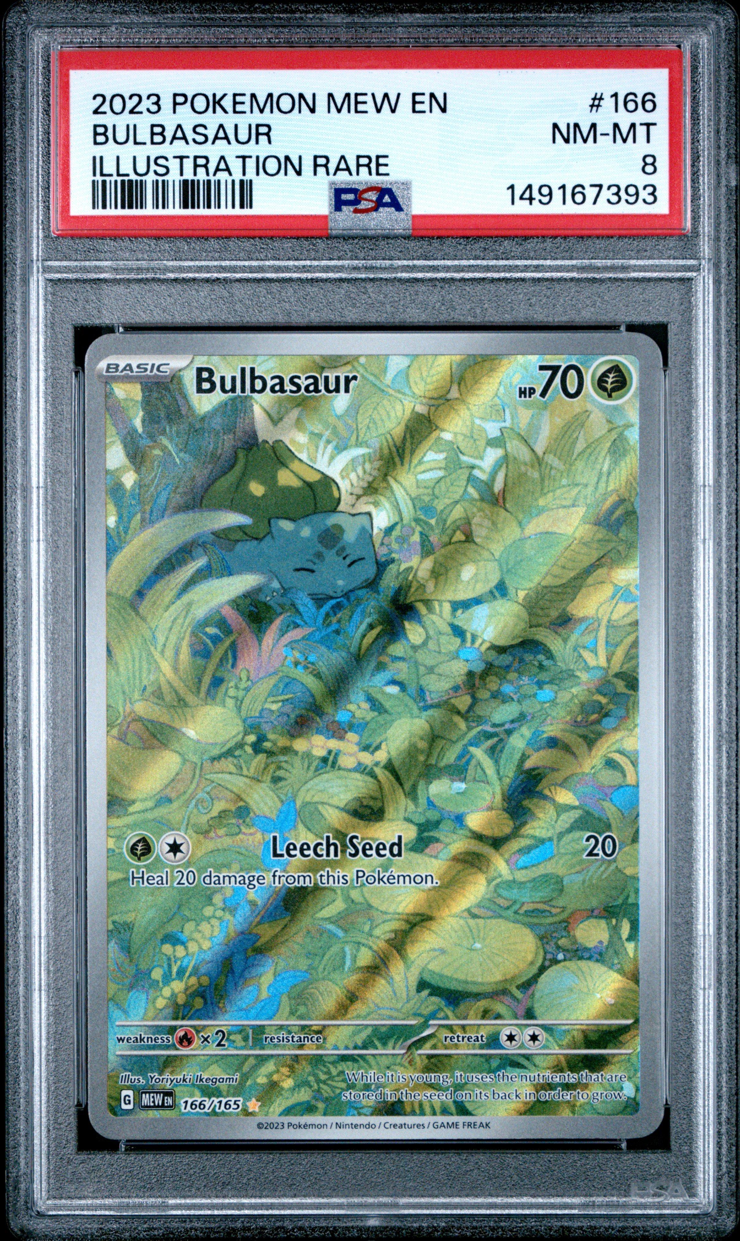 2023 Pokemon Mew En-151 166 Bulbasaur Illustration Rare PSA 8