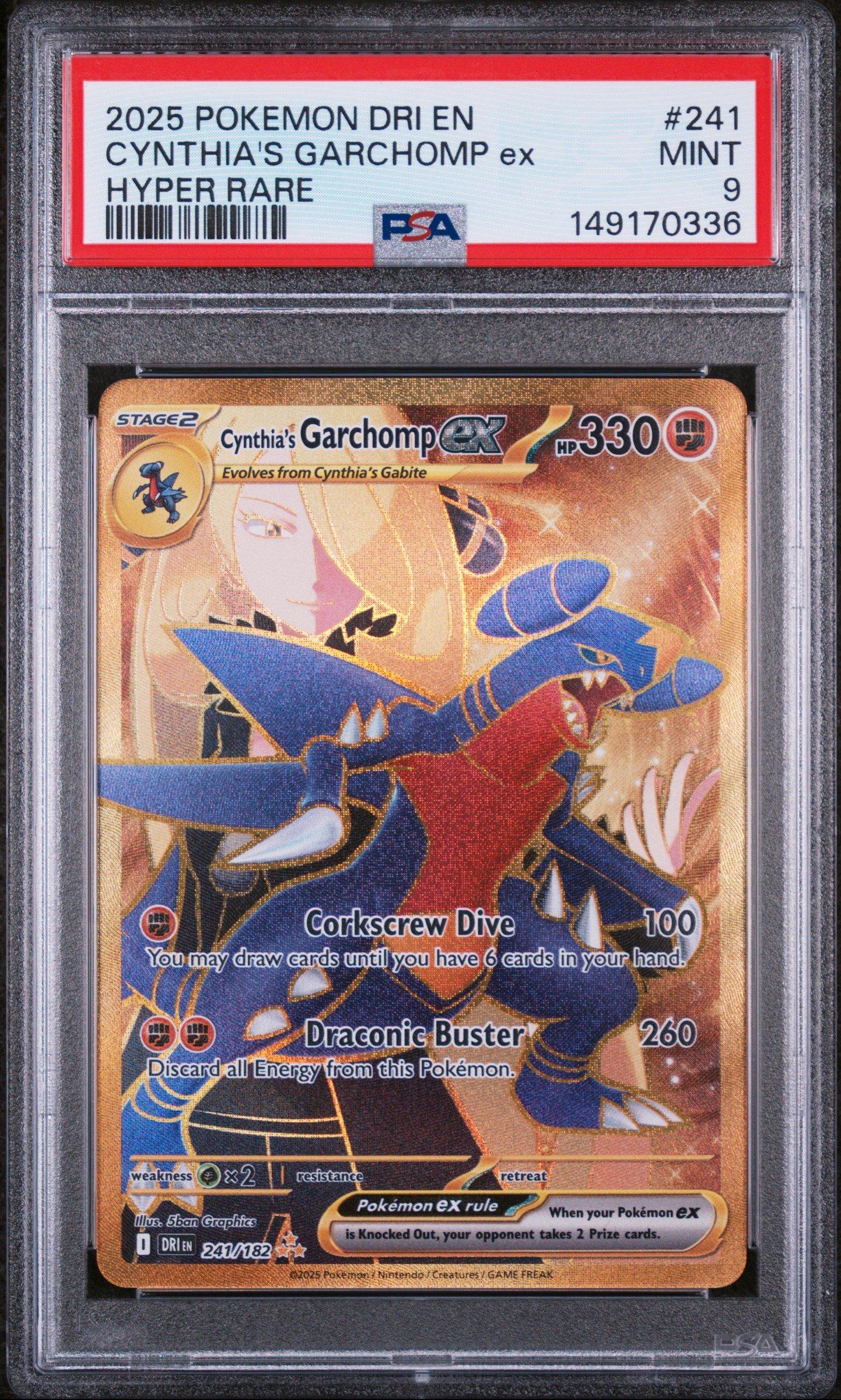 garchomp pokemon card Cynthia's Garchomp EX 2025 Pokemon Destined Rivals Hyper Rare #241 PSA Authenticated 10 Card main image 1