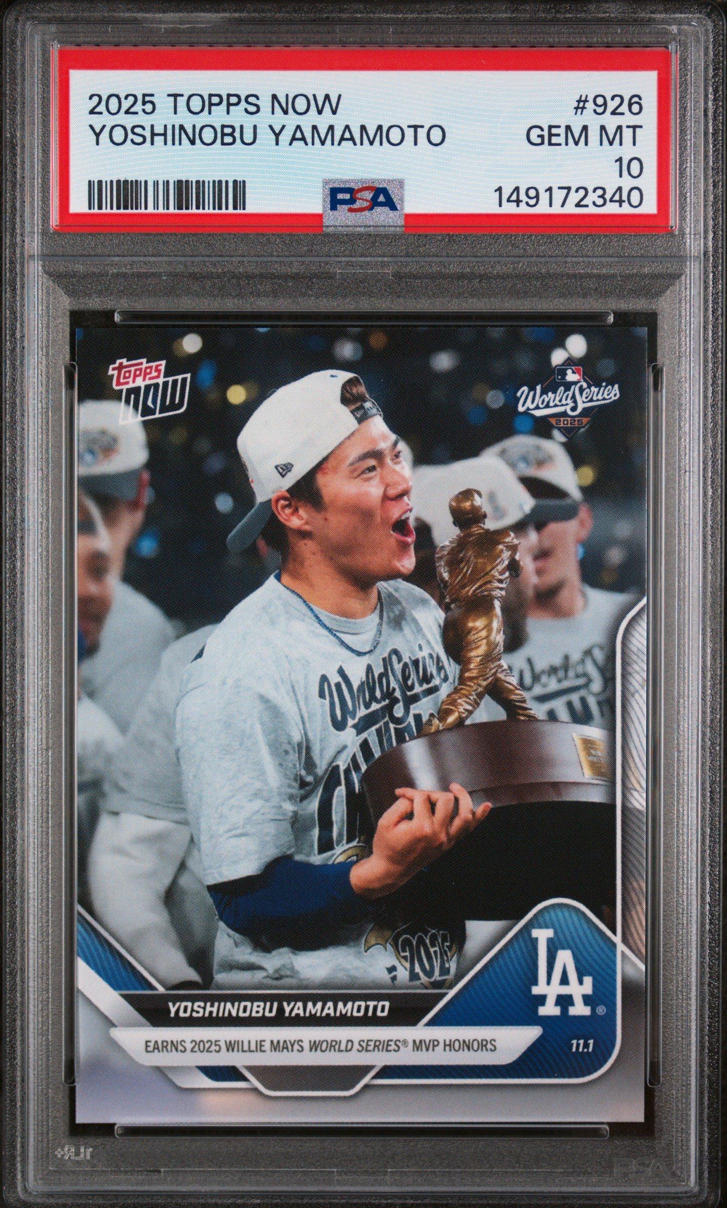 2025 Topps Now 926 Yoshinobu Yamamoto PSA 10 Graded Card | GameStop