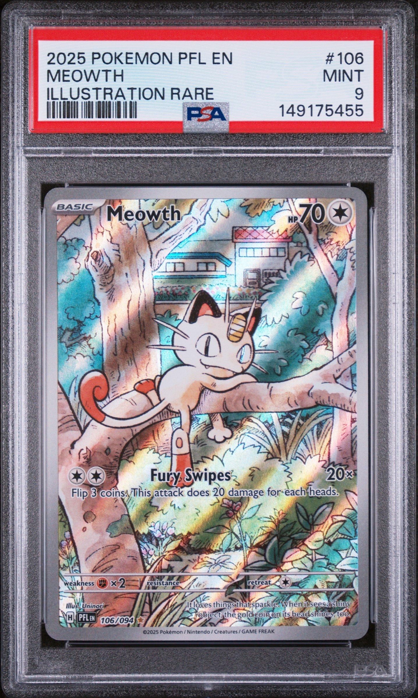 2025 Pokemon Pfl En-phantasmal Flames 106 Meowth Illustration Rare
