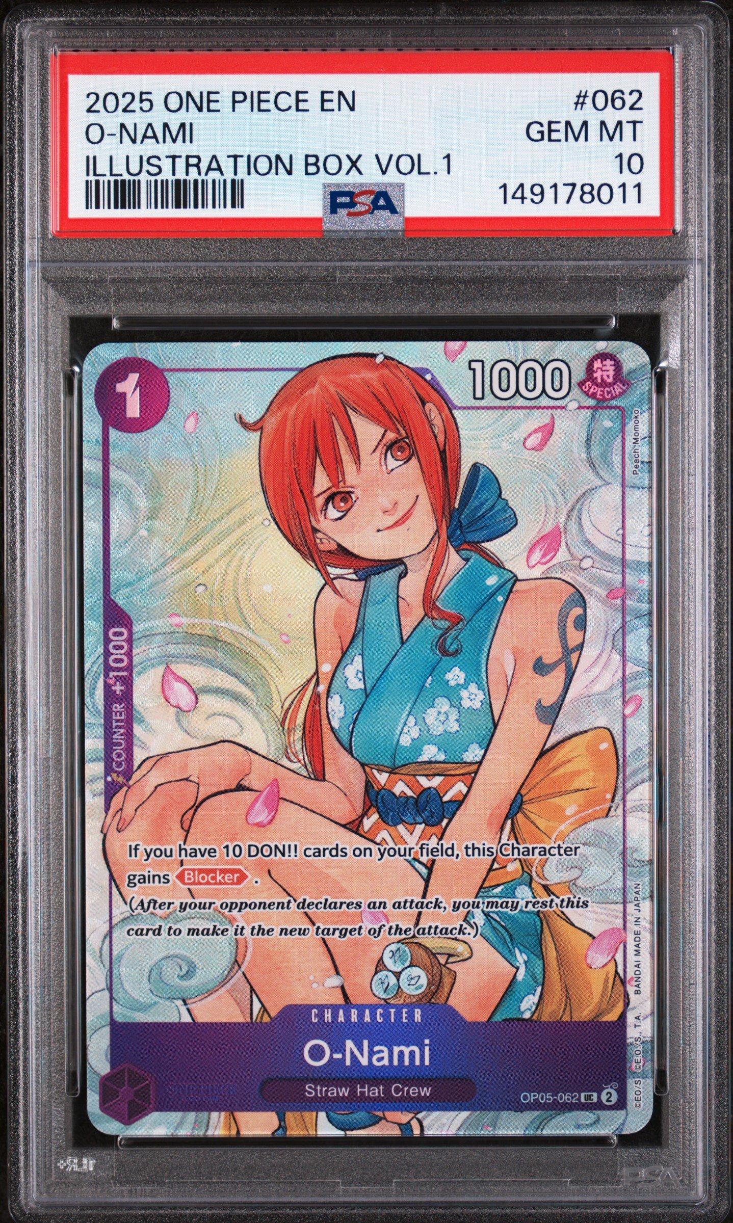 2025 One Piece Promos 062 O-nami Illustration Box Vol.1 PSA 10