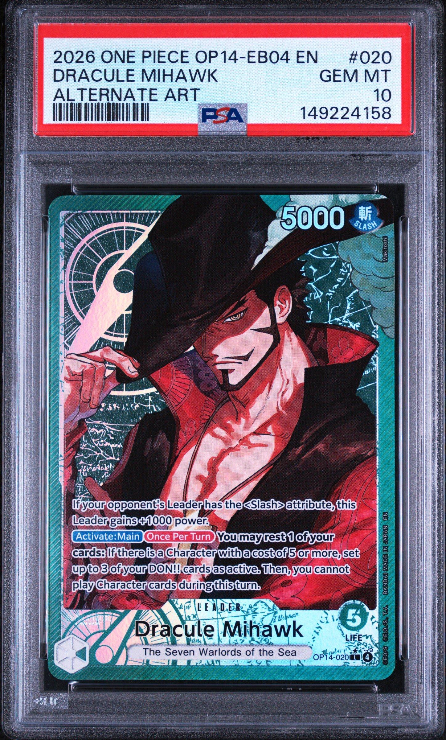 2026 One Piece Op14-eb04-the Azure Sea's Seven 020 Dracule Mihawk