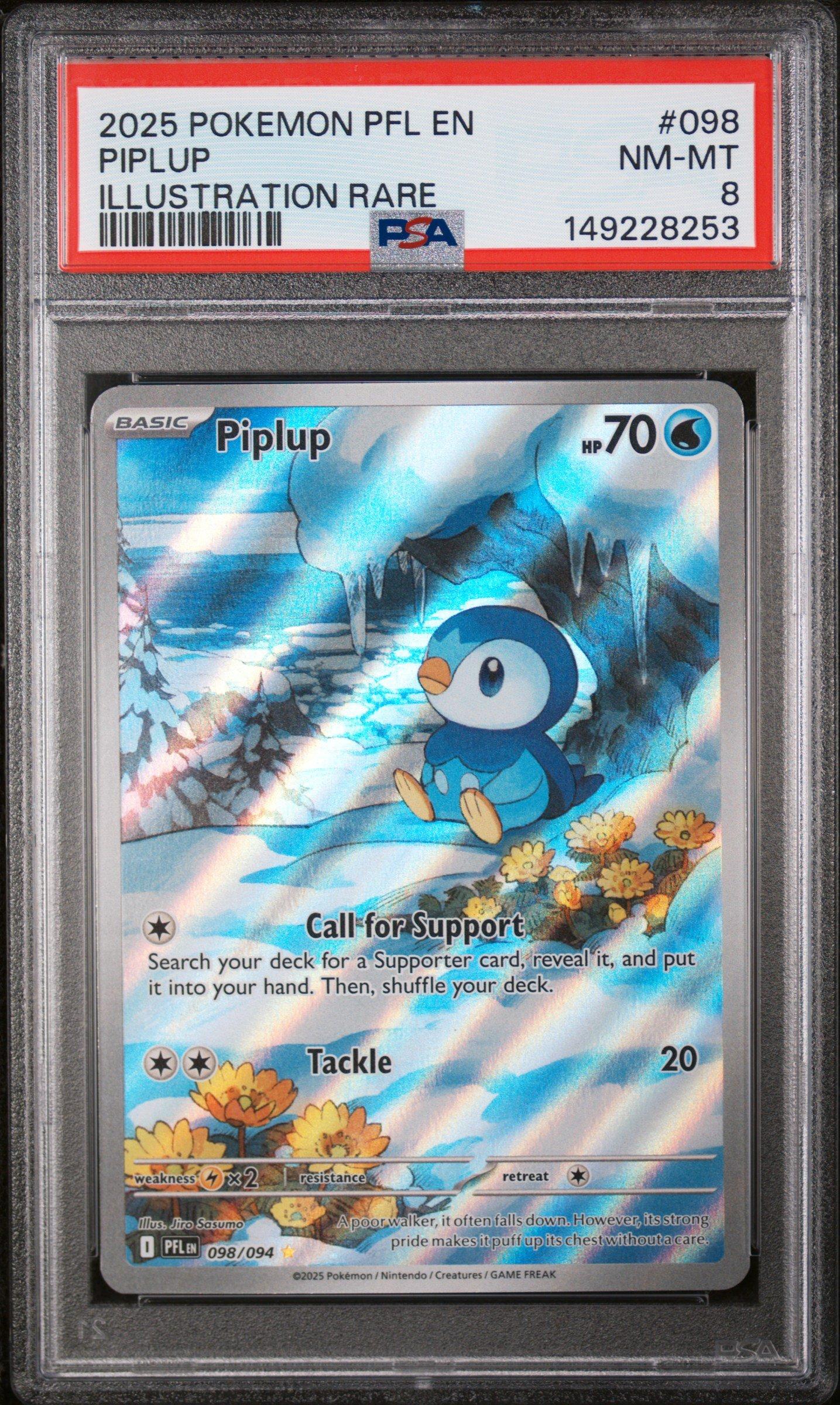 2025 Pokemon Pfl En-phantasmal Flames 098 Piplup Illustration Rare