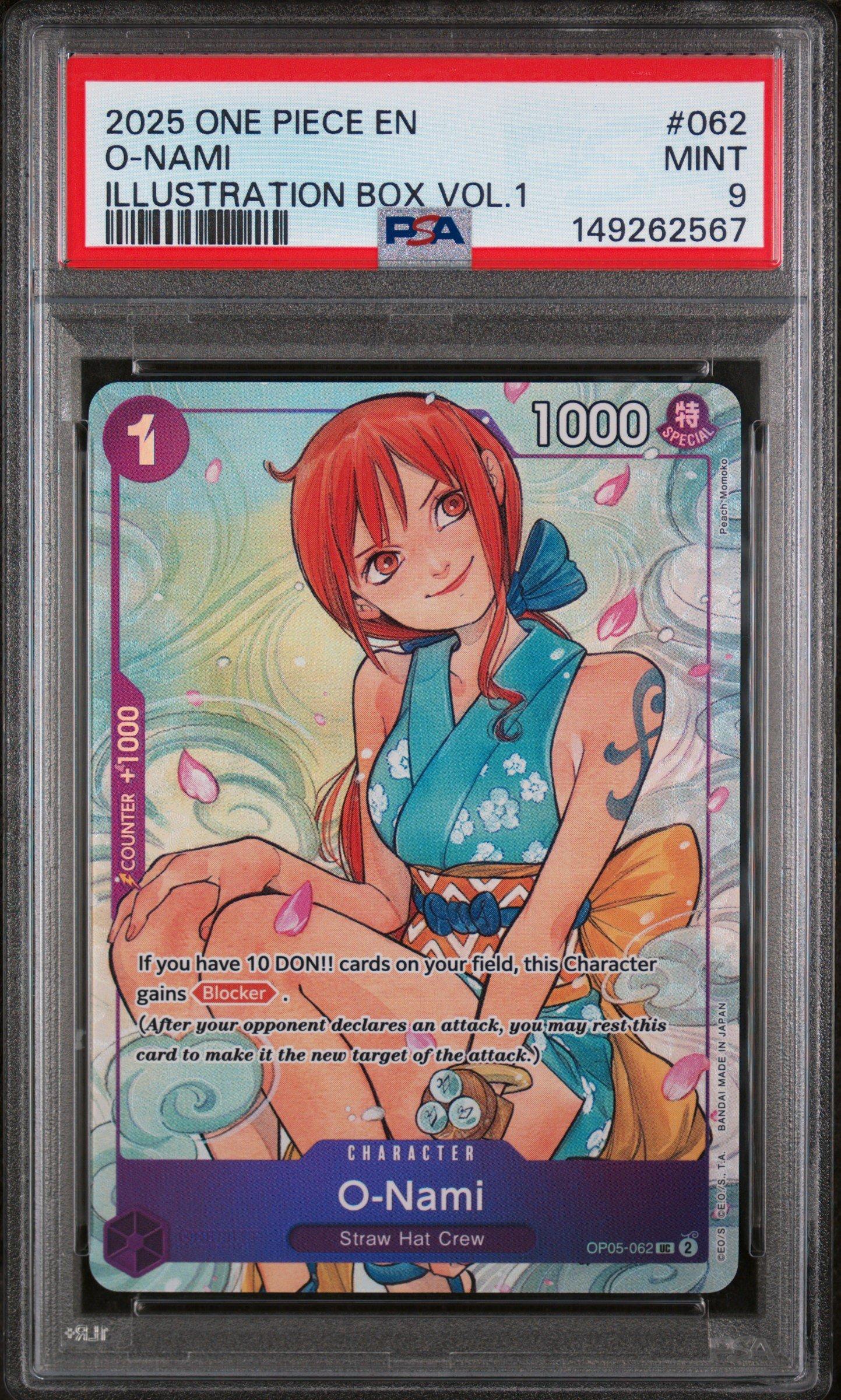 2025 One Piece Promos 062 O-nami Illustration Box Vol.1 PSA 9