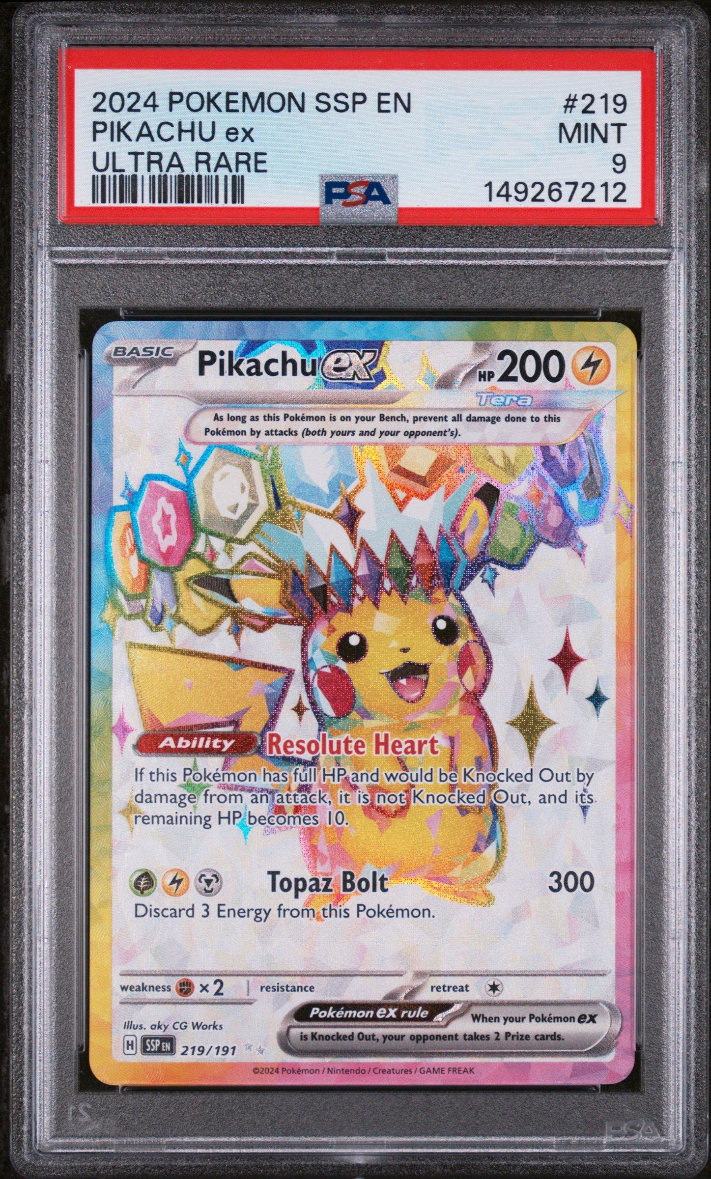 2024 ピカチュウ ex PSA9 ULTRA RARE 2024 Pokemon Ssp En-surging Sparks 219 Pikachu Ex Ultra Rare PSA 9