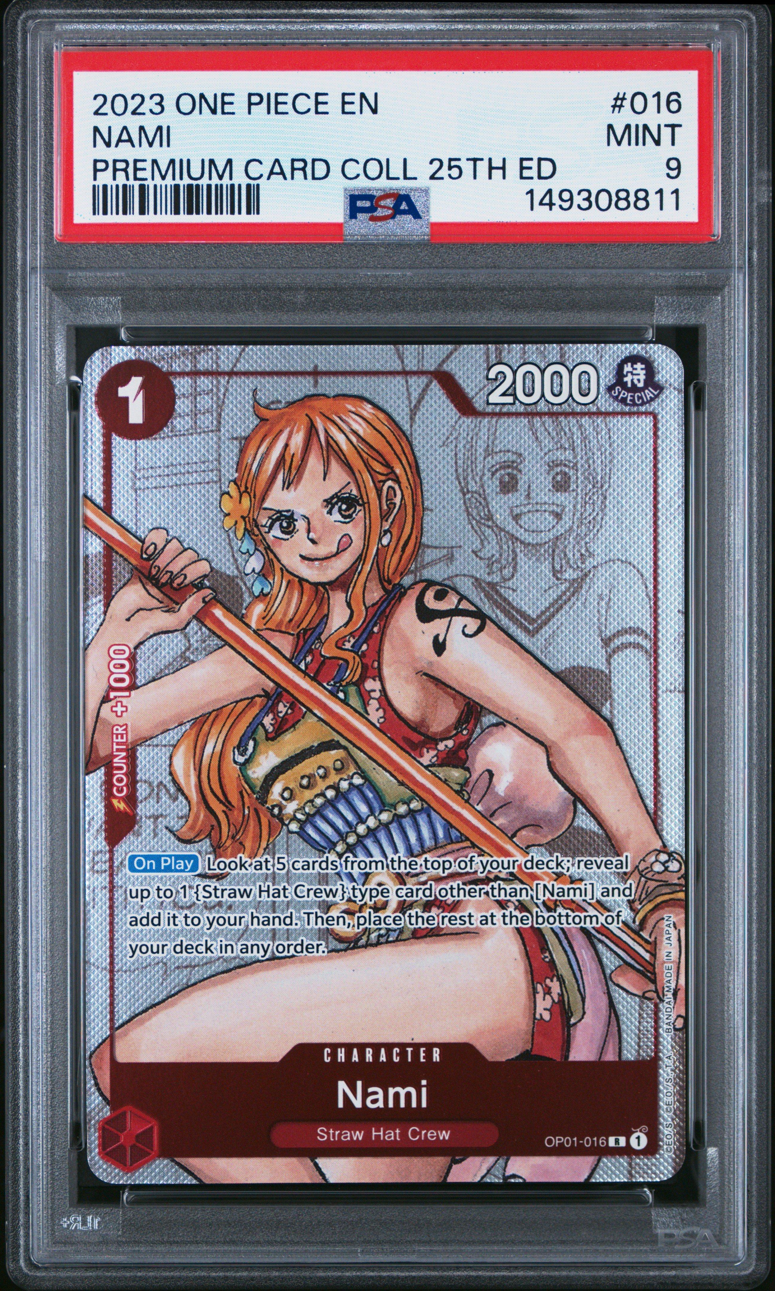 2023 One Piece Premium Card Collection 25th Edition 016 Nami PSA 9