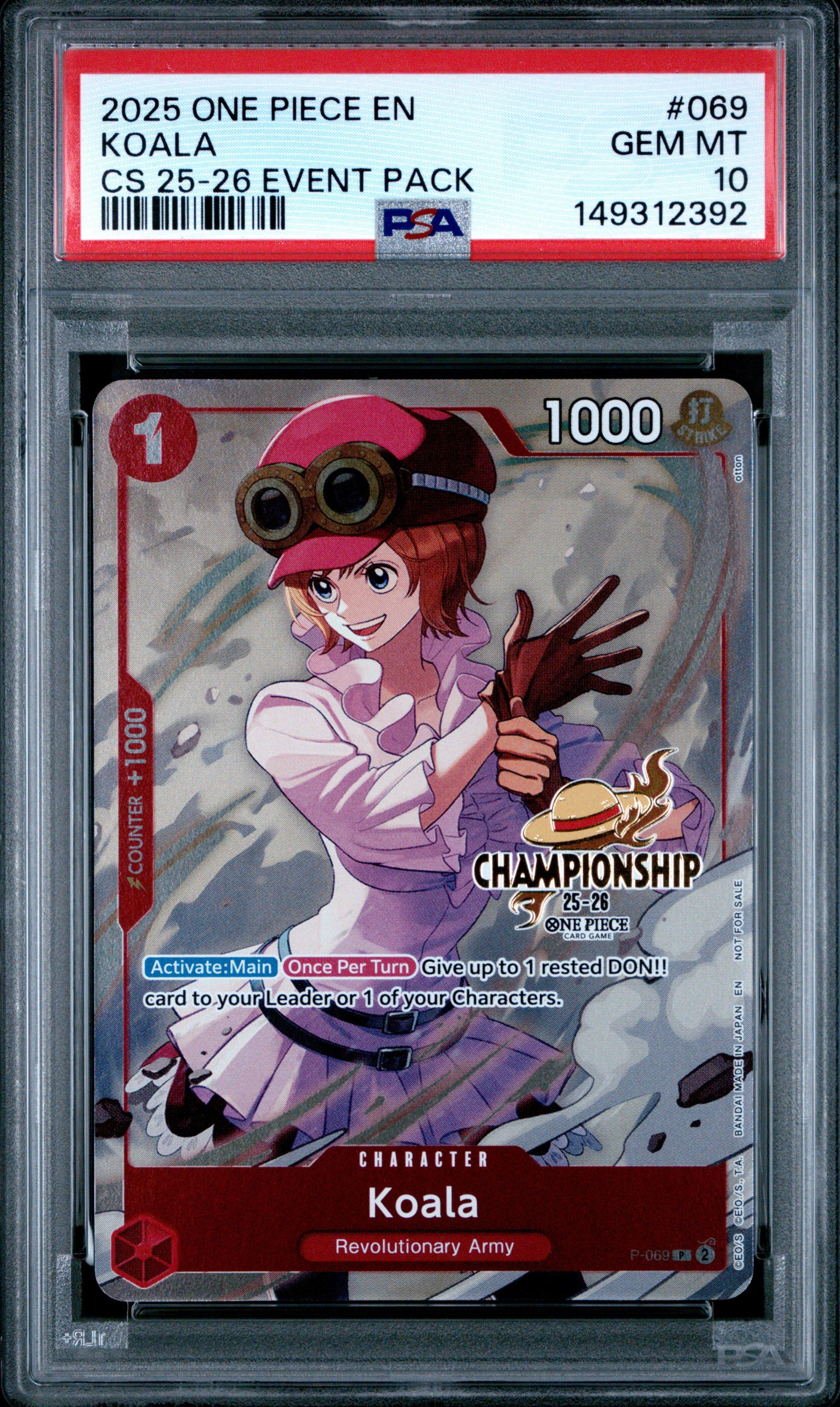 2025 One Piece Championship 2025-26 Event Pack 069 Koala PSA 10