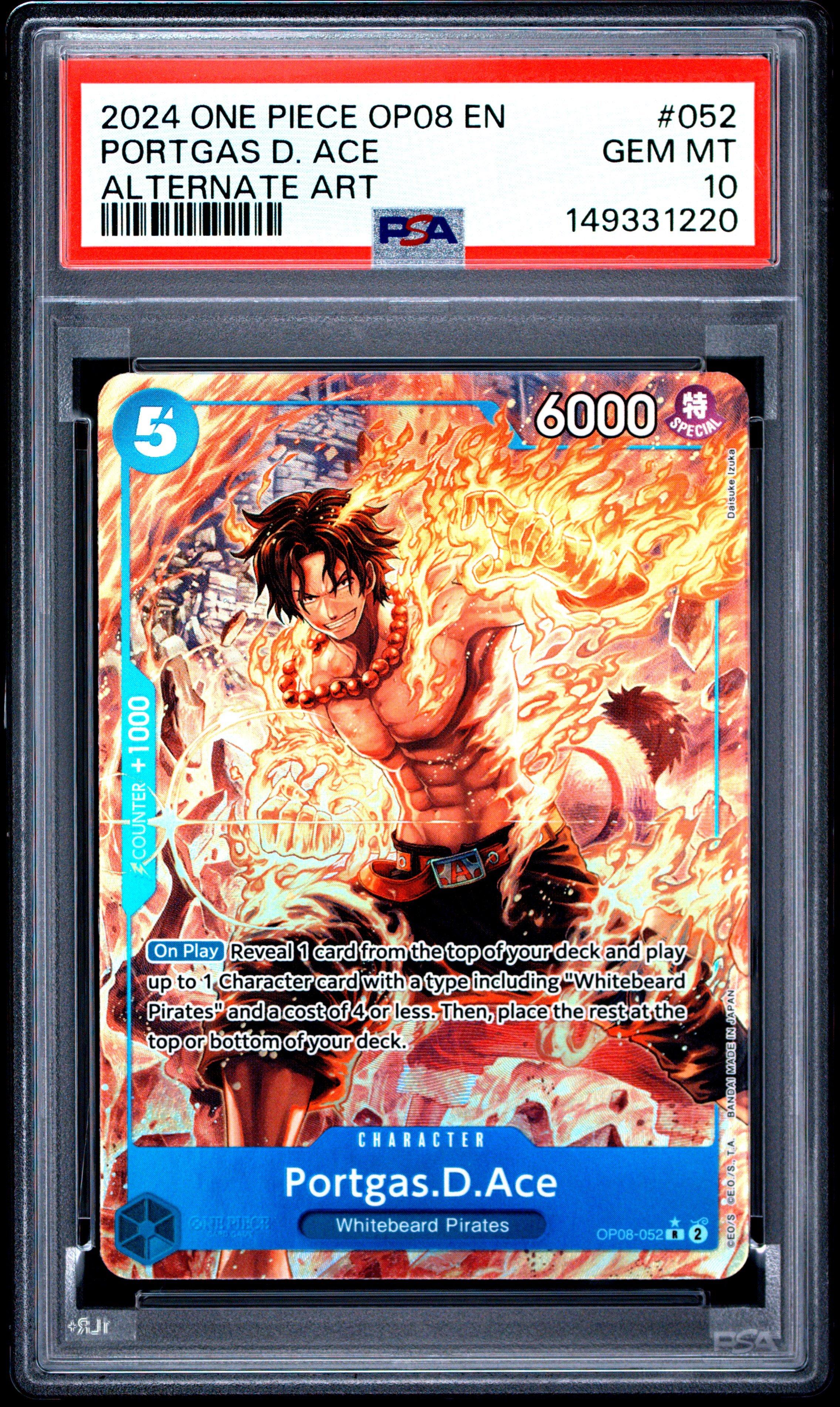 psa10 sdv8-dpup2 ベジータ 2024 One Piece Op08-two Legends 052 Portgas D. Ace Alternate Art