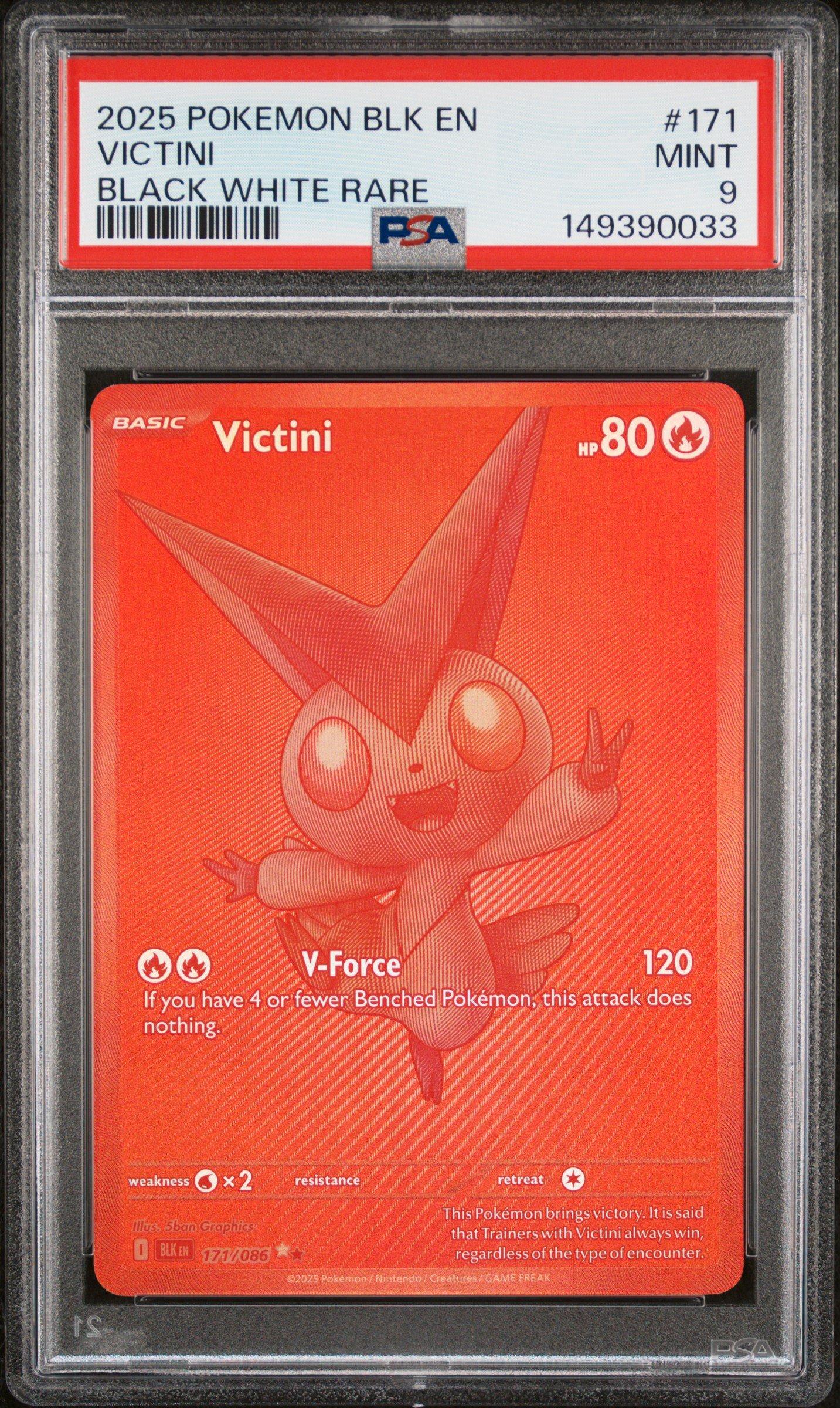 2025 Pokemon Blk En-black Bolt 171 Victini Black White Rare PSA 9