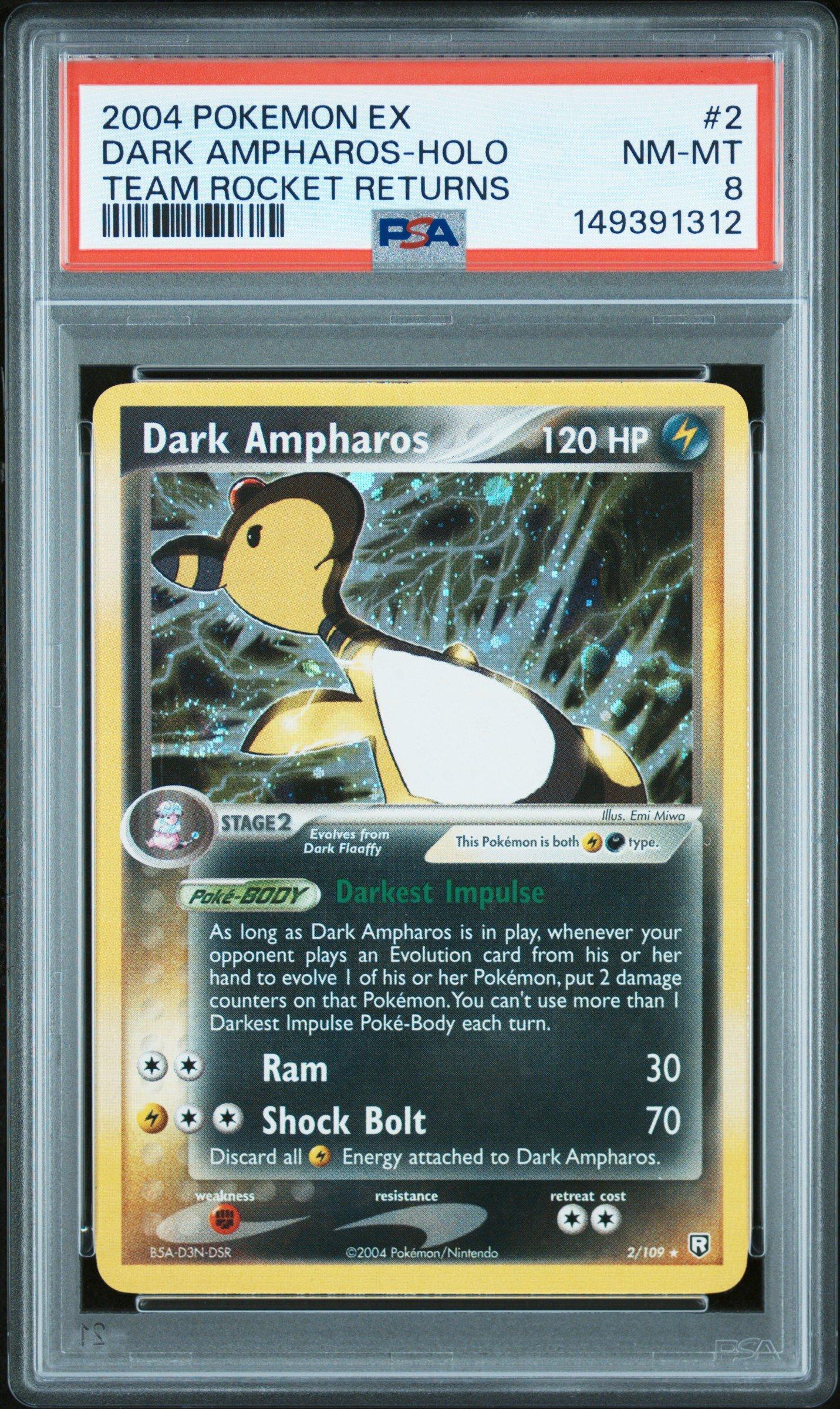 ampharos pokemon cards PTCG Dark Flash 63x88mm Rare Card Type Ampharos 030/070  CGC Graded