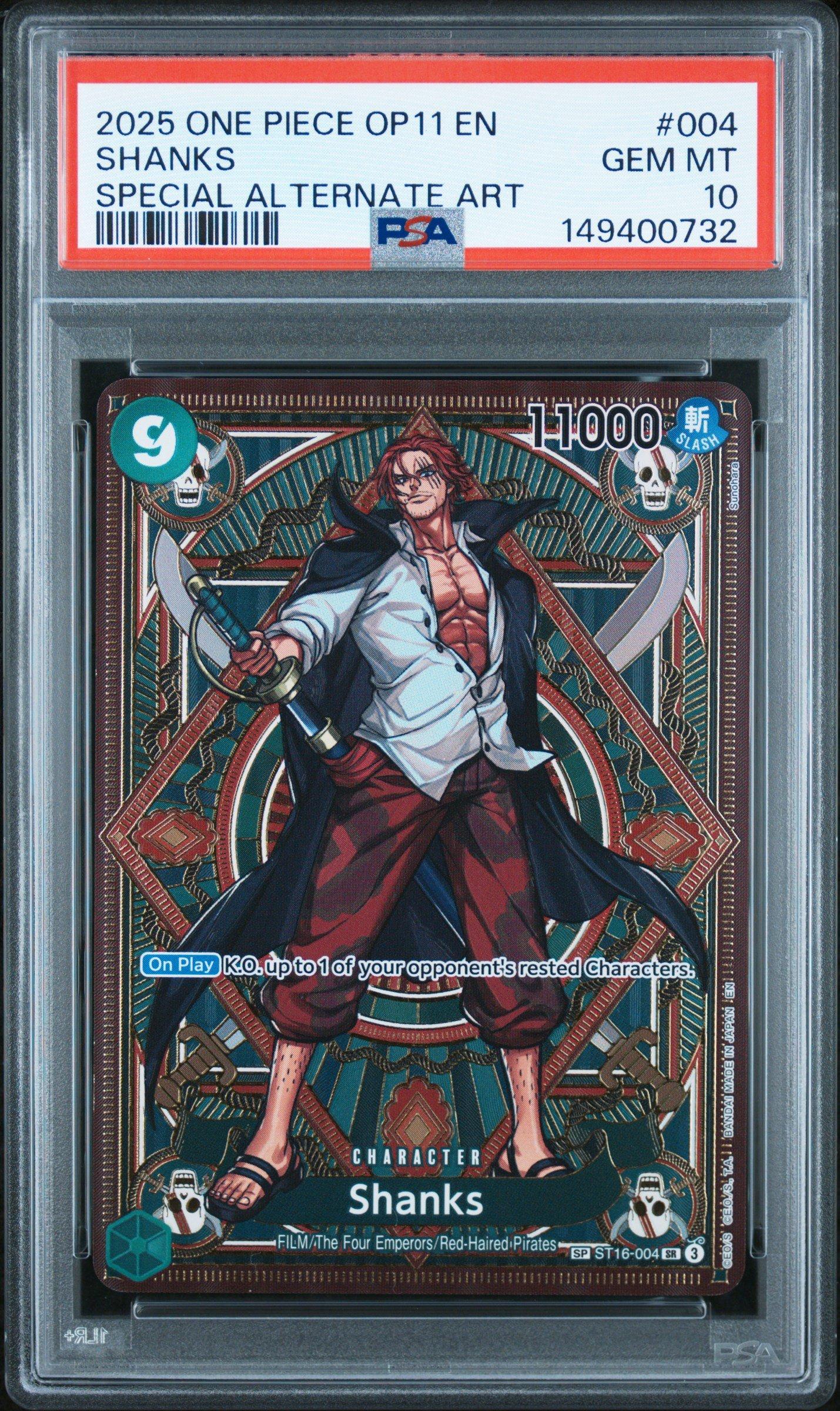 PSA10 SHANKS SPECIAL ALTERNATE ART シャンクス 2025 One Piece Op11-a Fist Of Divine Speed 004 Shanks Special