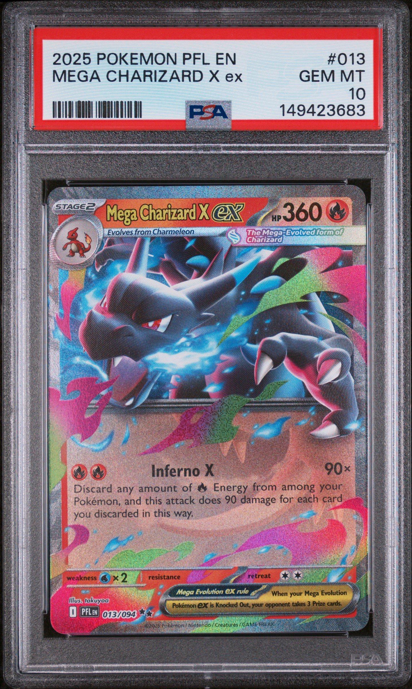 2025 Pokemon Pfl En-phantasmal Flames 013 Mega Charizard X Ex PSA