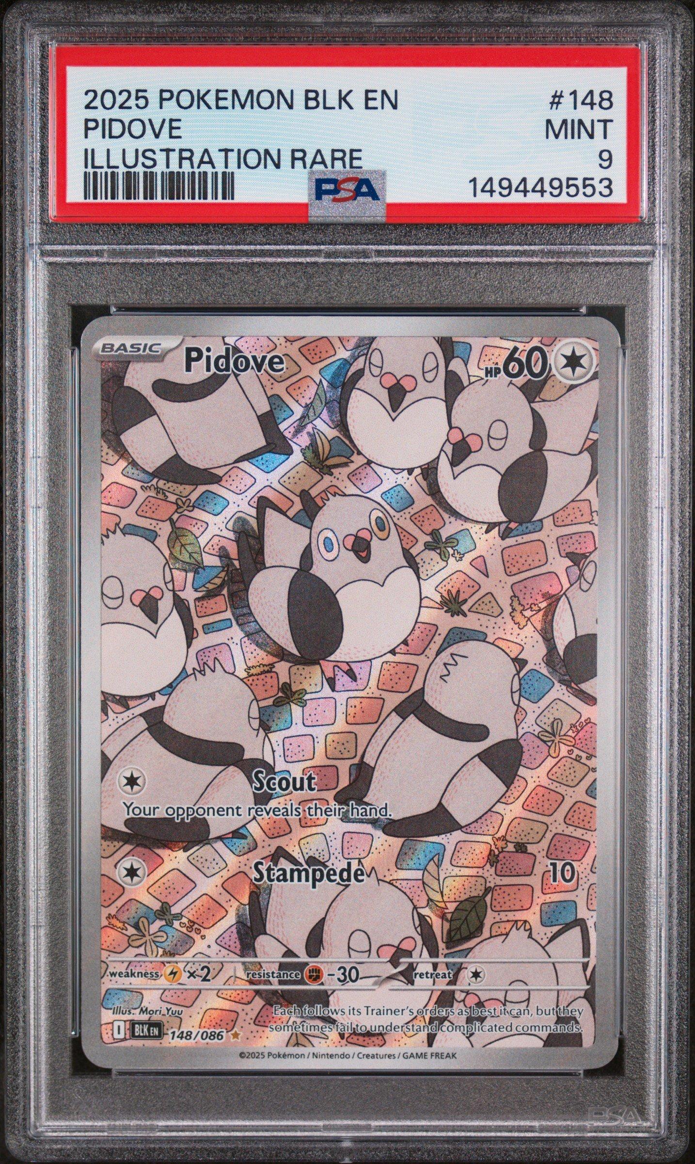 2025 Pokemon Blk En-black Bolt 148 Pidove Illustration Rare PSA 9
