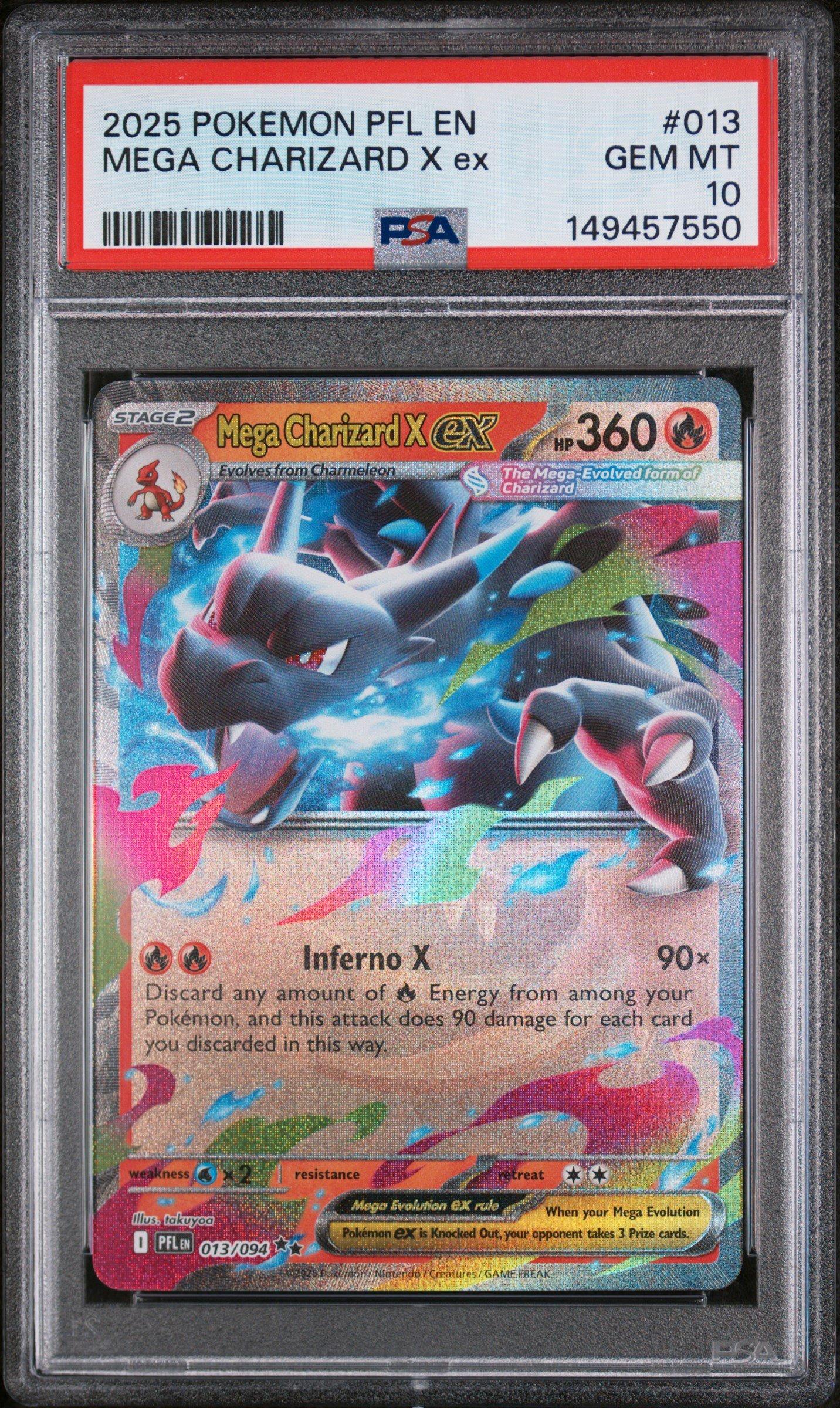 2025 Pokemon Pfl En-phantasmal Flames 013 Mega Charizard X Ex PSA