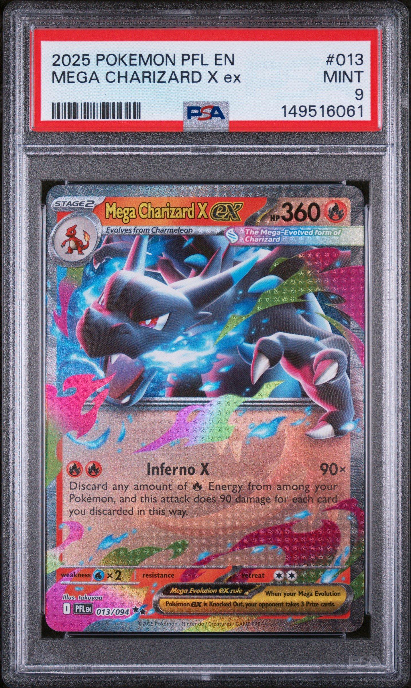 2025 Pokemon Pfl En-phantasmal Flames 013 Mega Charizard X Ex PSA