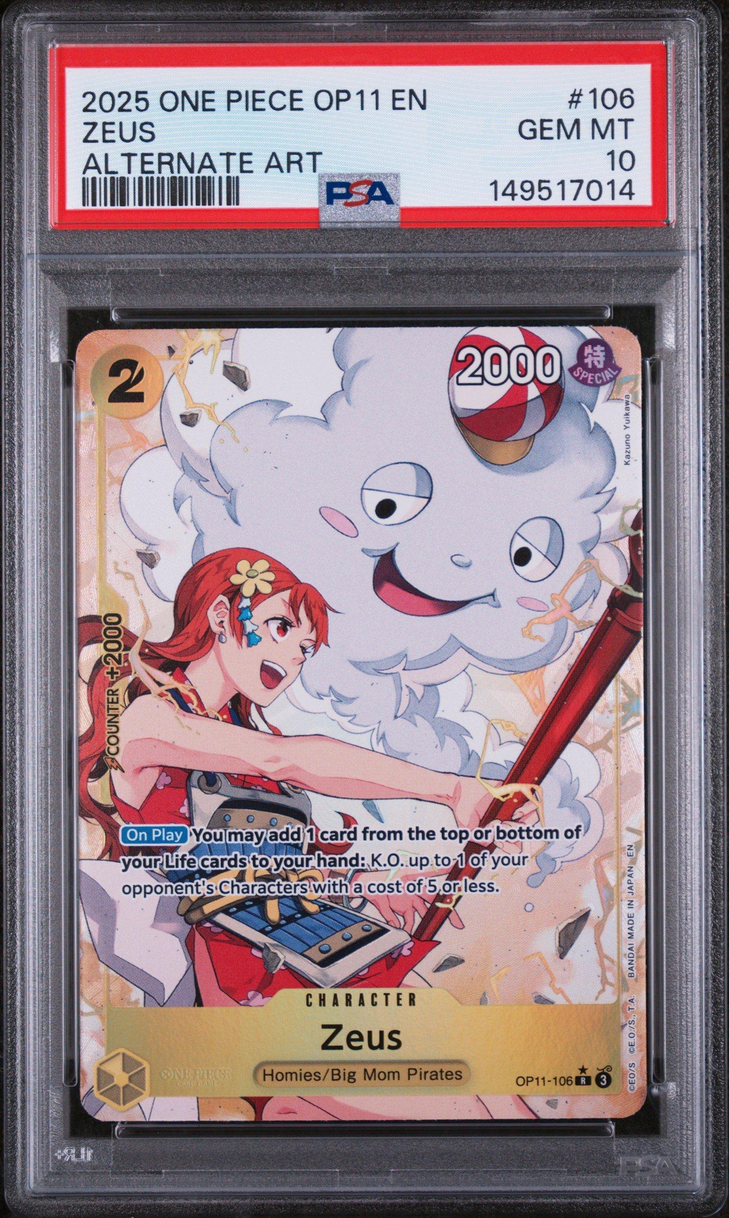 2025 One Piece Op11-a Fist Of Divine Speed 106 Zeus Alternate Art