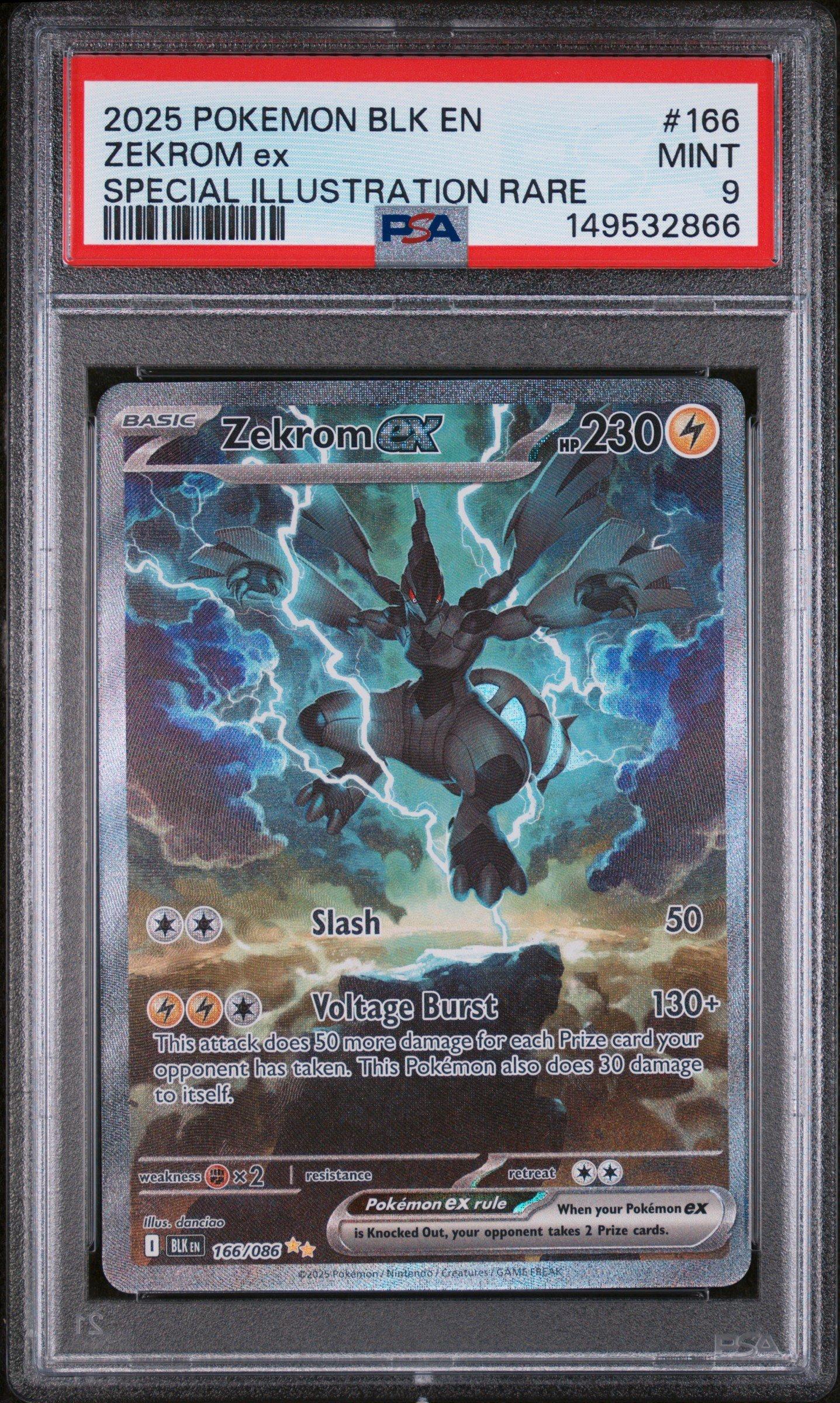 2025 Pokemon Blk En-black Bolt 166 Zekrom Ex Special Illustration