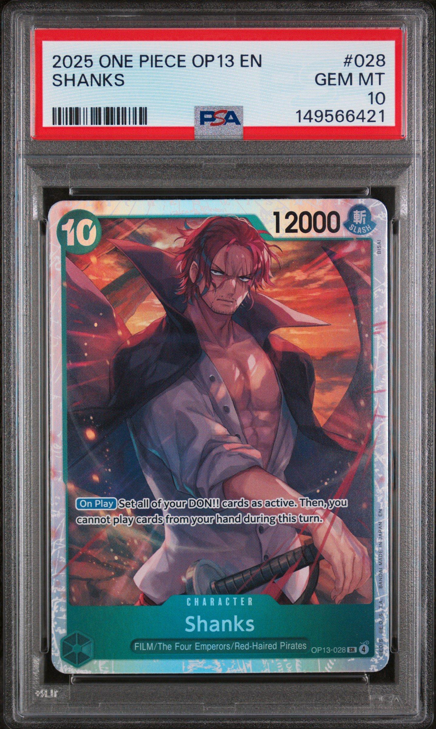 【PSA10】エース　sp OP13-CARRYING ON HIS 028 2025 One Piece Op13-carrying On His Will 028 Shanks PSA 10 Graded