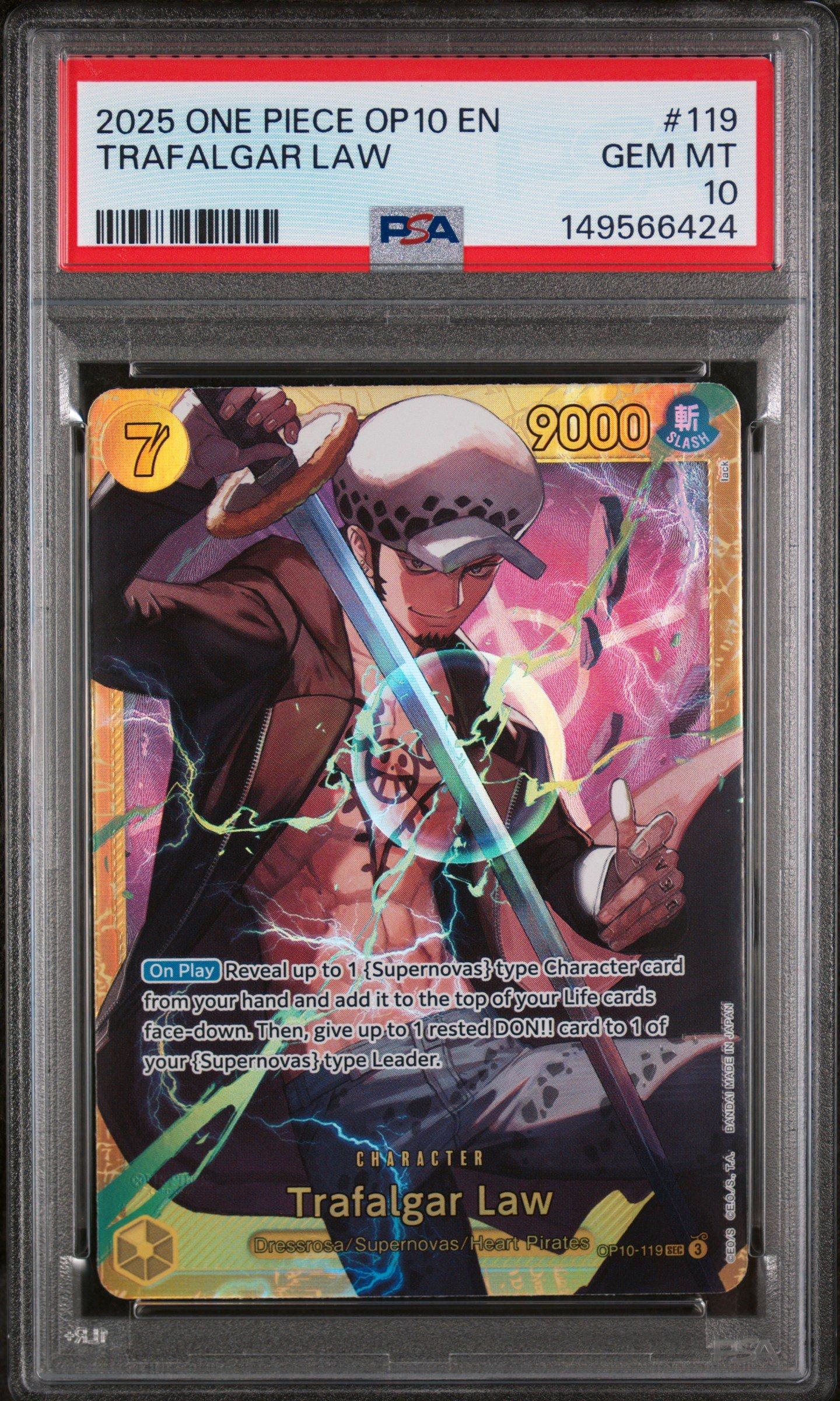 2025 One Piece Op10-royal Blood 119 Trafalgar Law PSA 10 Graded