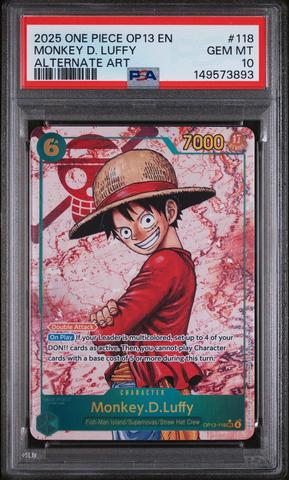 PSA10 2025 ONE PIECE OP13 JP #119 ルフィカード 2025 One Piece Op13-carrying On His Will 118 Monkey D. Luffy