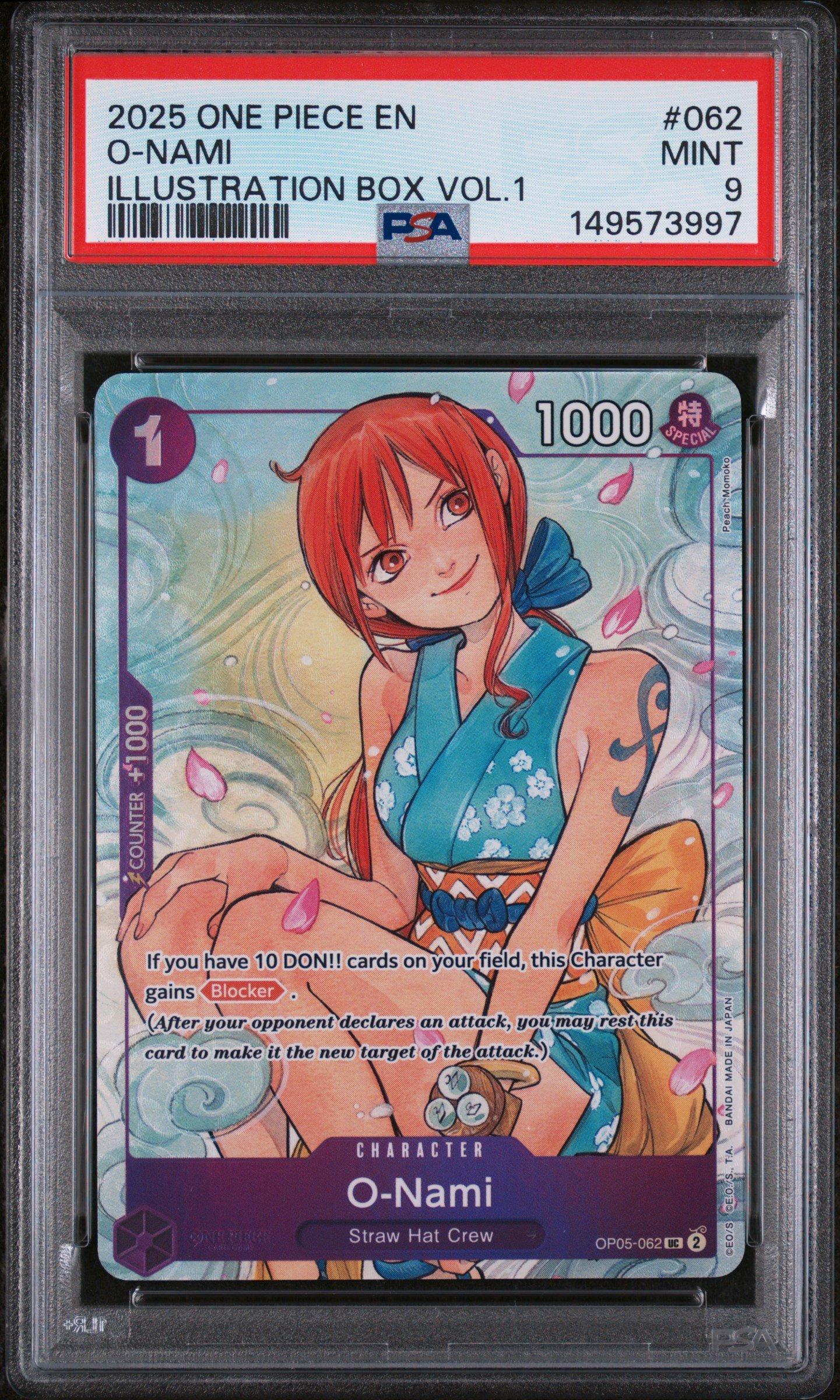 2025 One Piece Promos 062 O-nami Illustration Box Vol.1 PSA 9