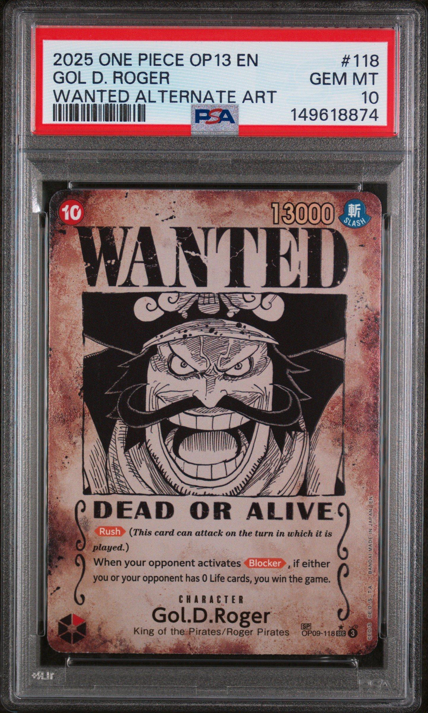 2025 ONE PIECE OP13 ゴール・D・ロジャー #118 2025 One Piece Op13-carrying On His Will 118 Gol D. Roger Wanted