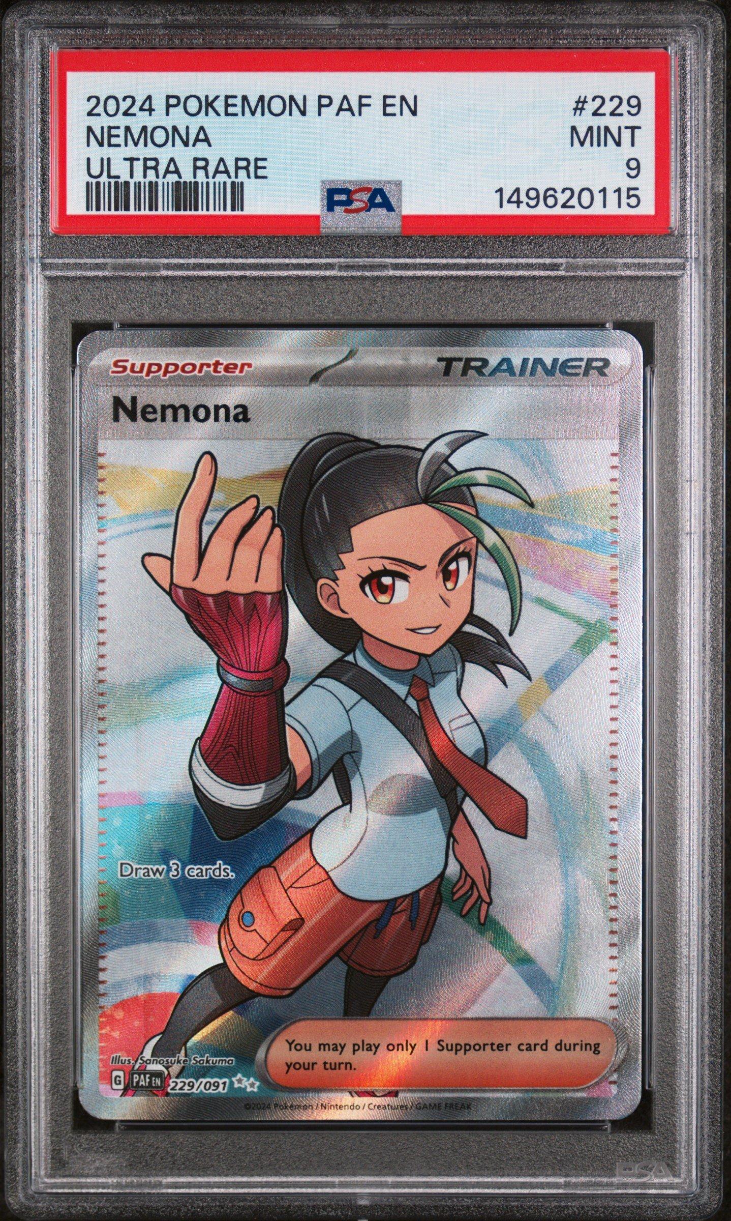 2024 Pokemon Paldean Fates 229 Nemona Ultra Rare PSA 9