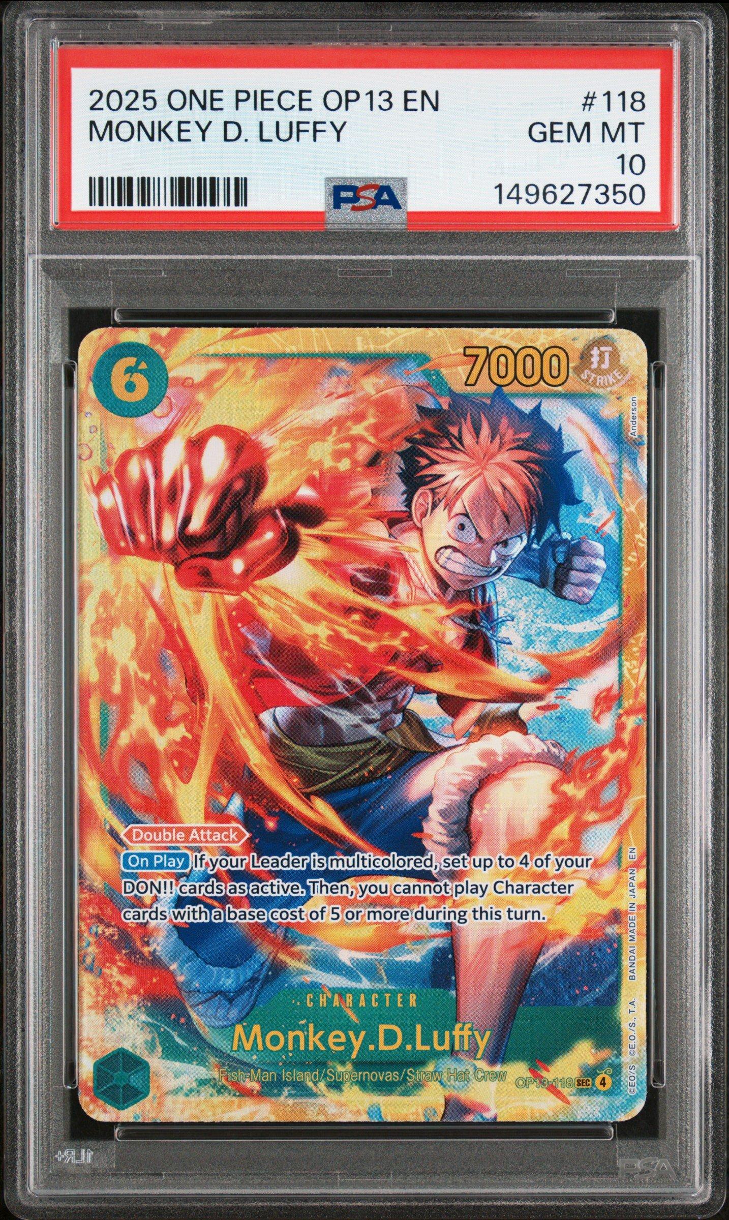 2025 One Piece Op13-carrying On His Will 118 Monkey D. Luffy PSA