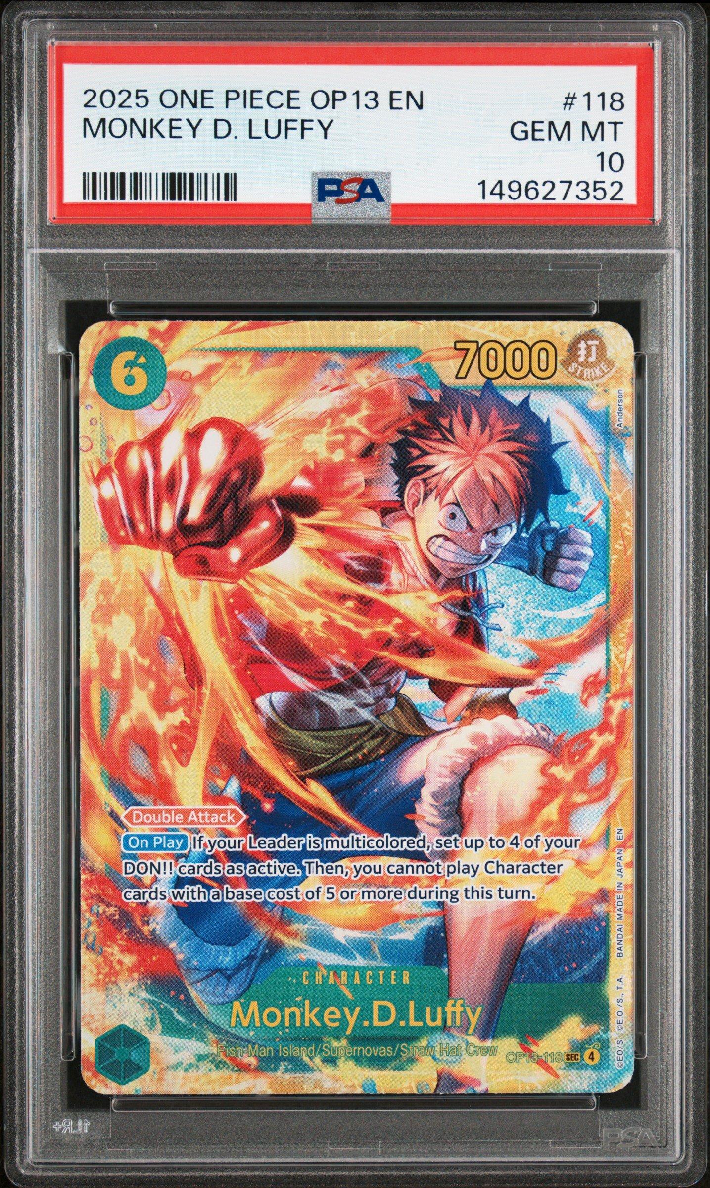 2025 One Piece Op13-carrying On His Will 118 Monkey D. Luffy PSA