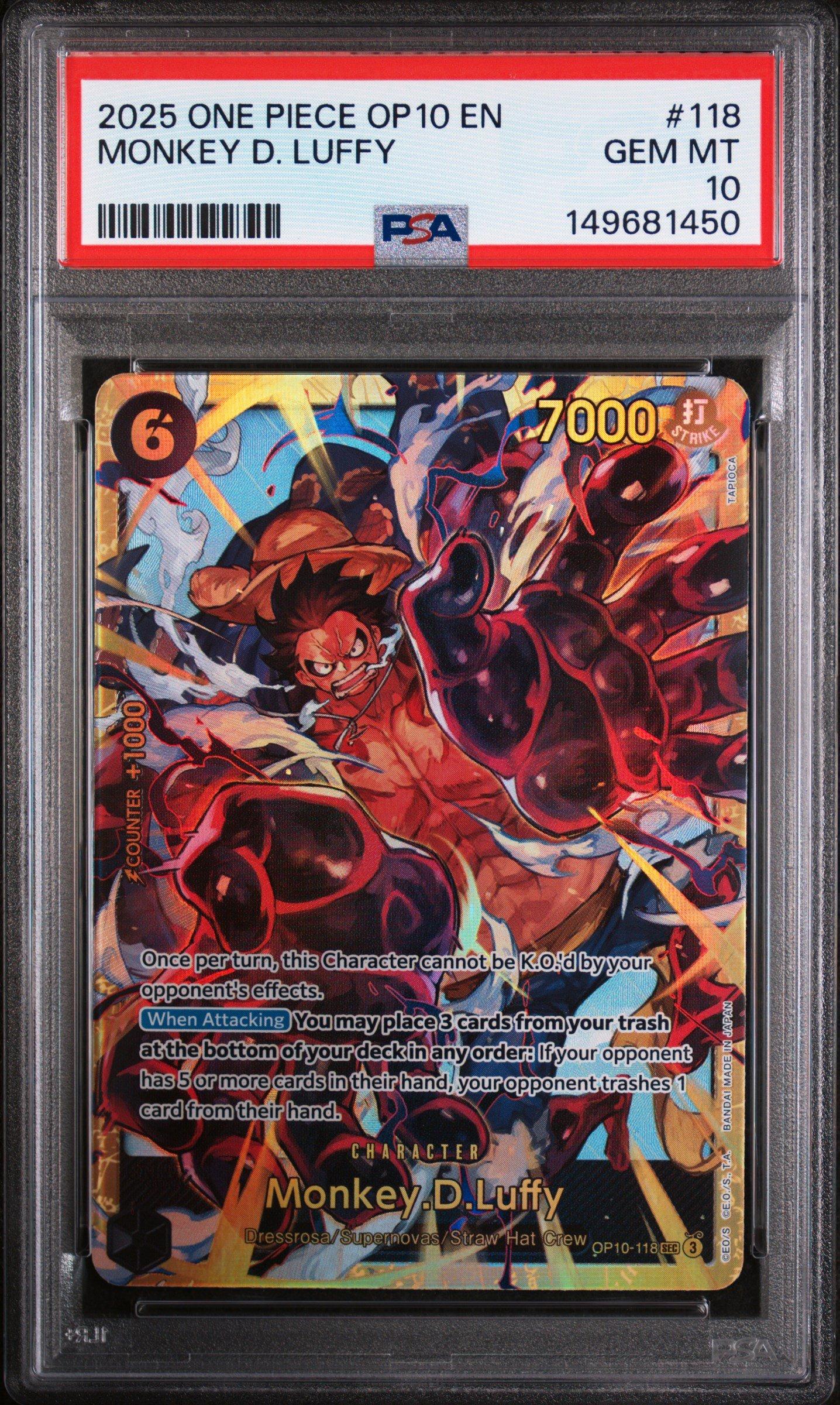 2025 One Piece Op10-royal Blood 118 Monkey D. Luffy PSA 10 Graded