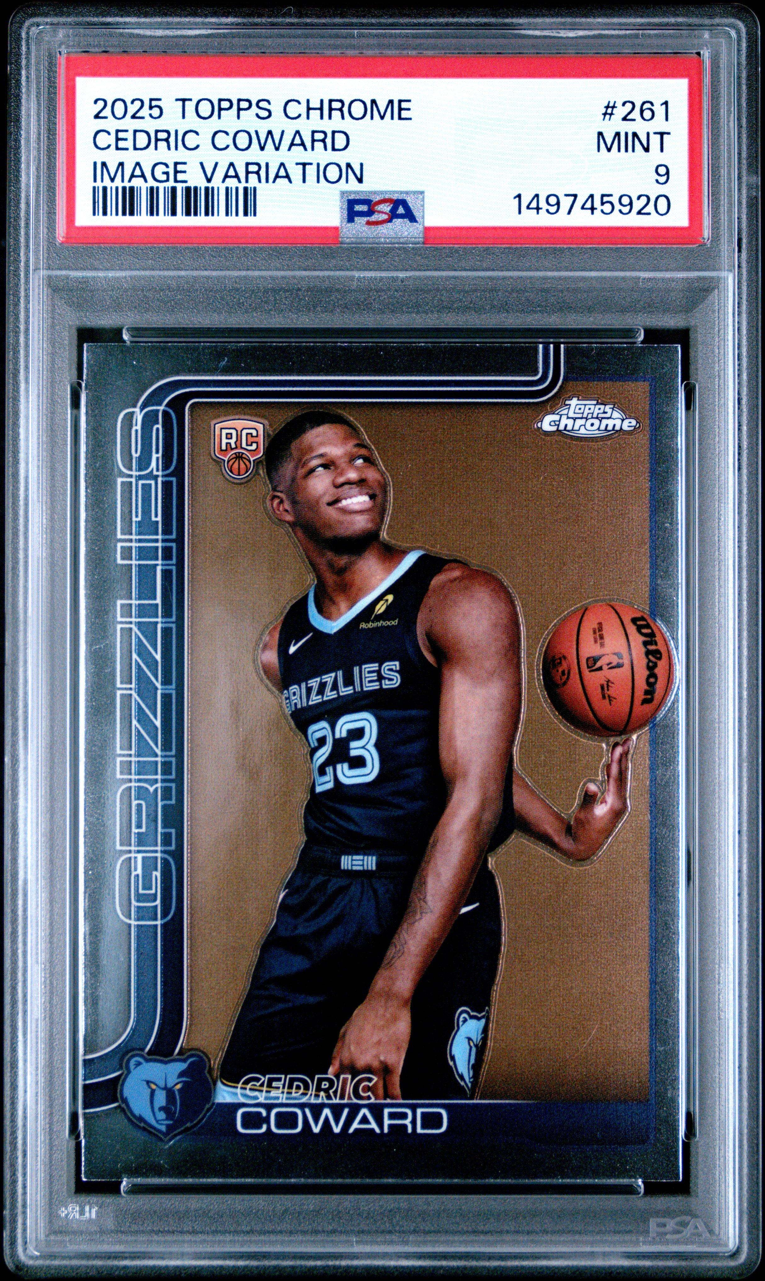 2025 Topps Chrome 261 Cedric Coward Image Variation PSA 9 Graded 