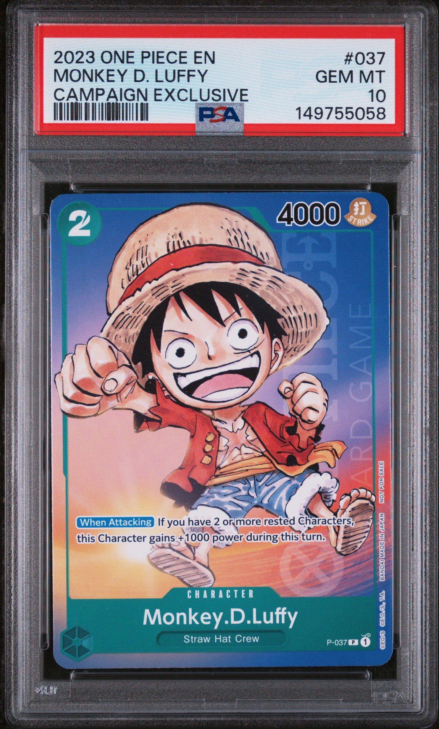 2023 One Piece Promos 037 Monkey D. Luffy Campaign Exclusive PSA