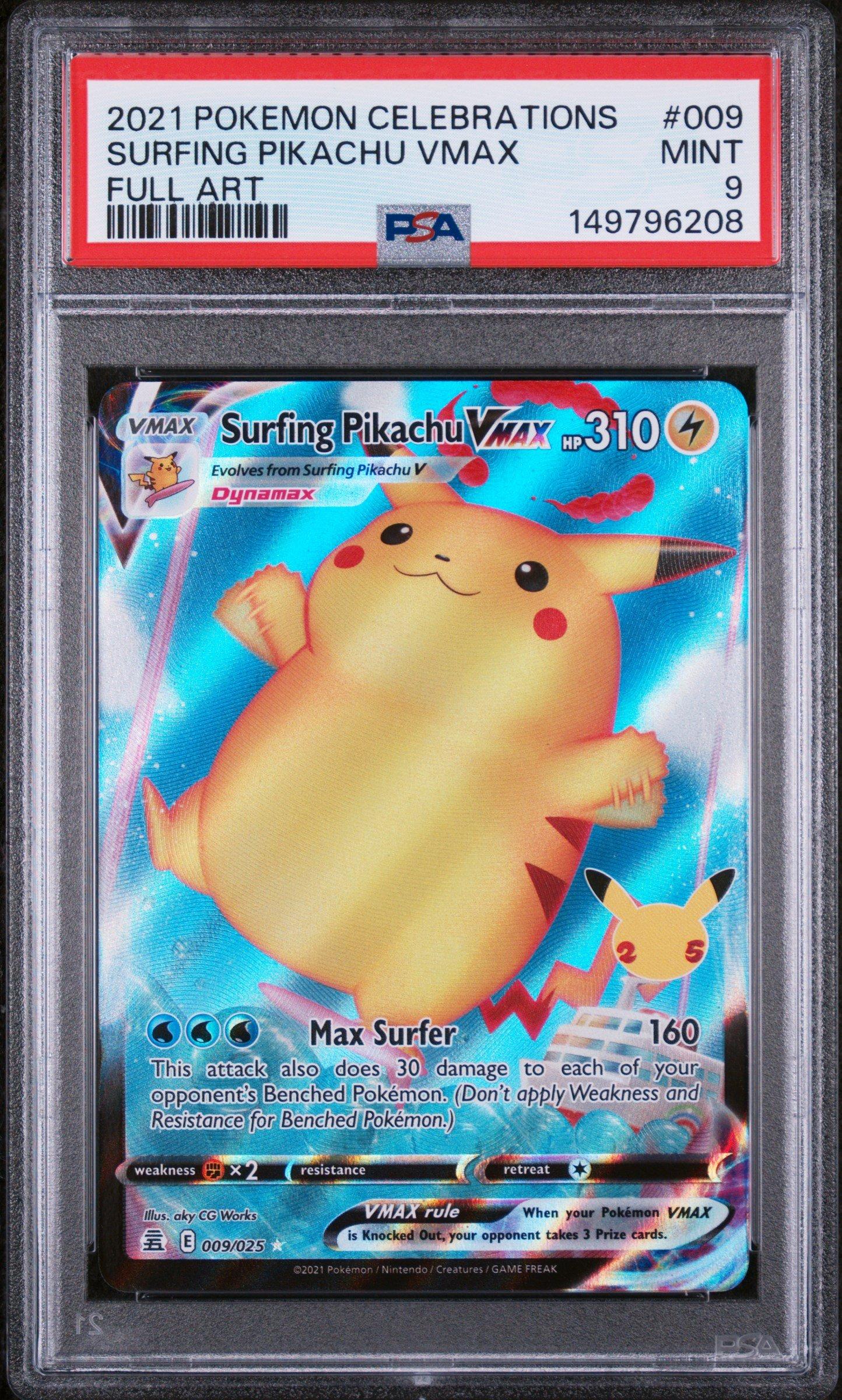 2021 Pokemon Celebrations 009 Full Art/surfing Pikachu Vmax PSA 9