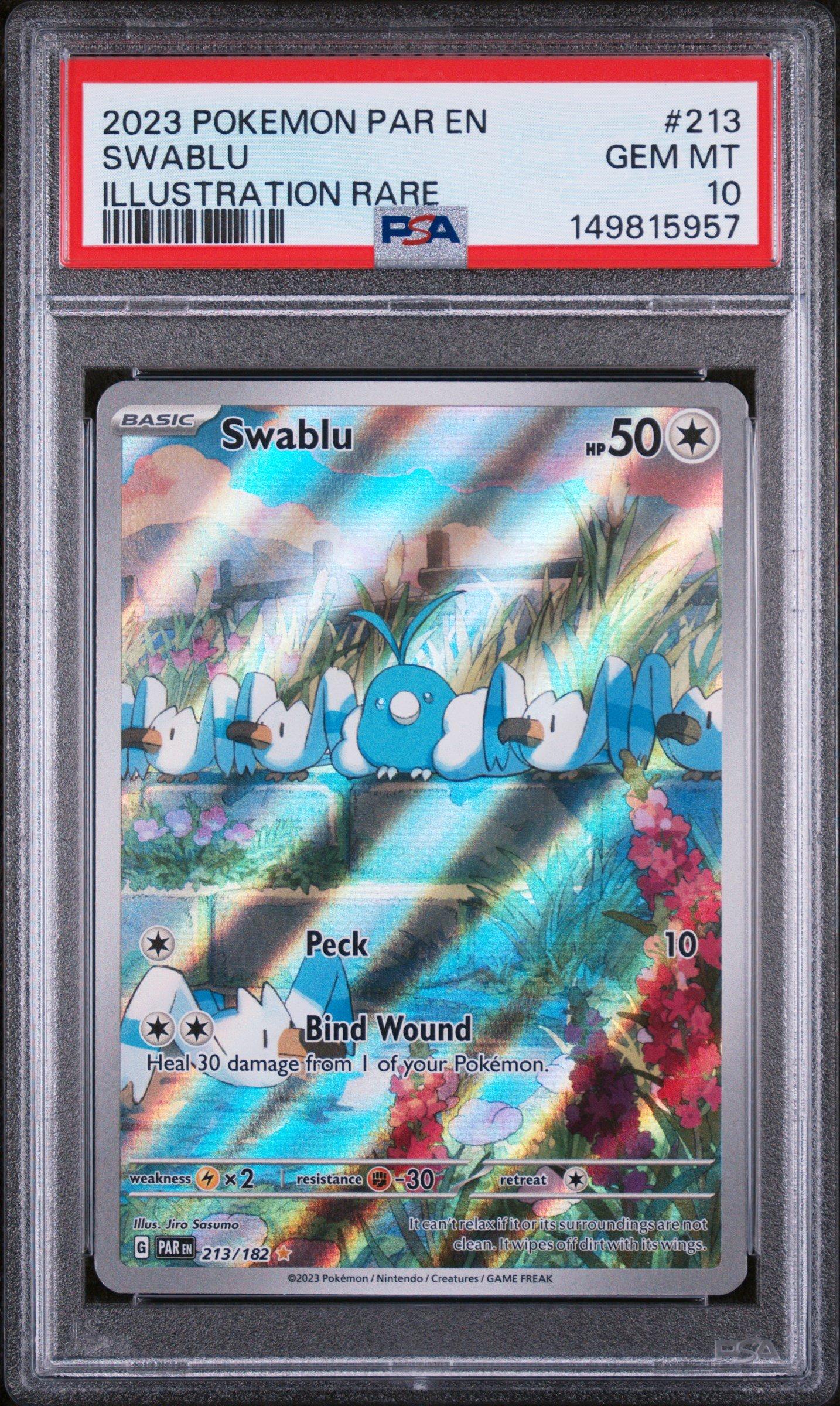 2023 Pokemon Par En-paradox Rift 213 Swablu Illustration Rare PSA