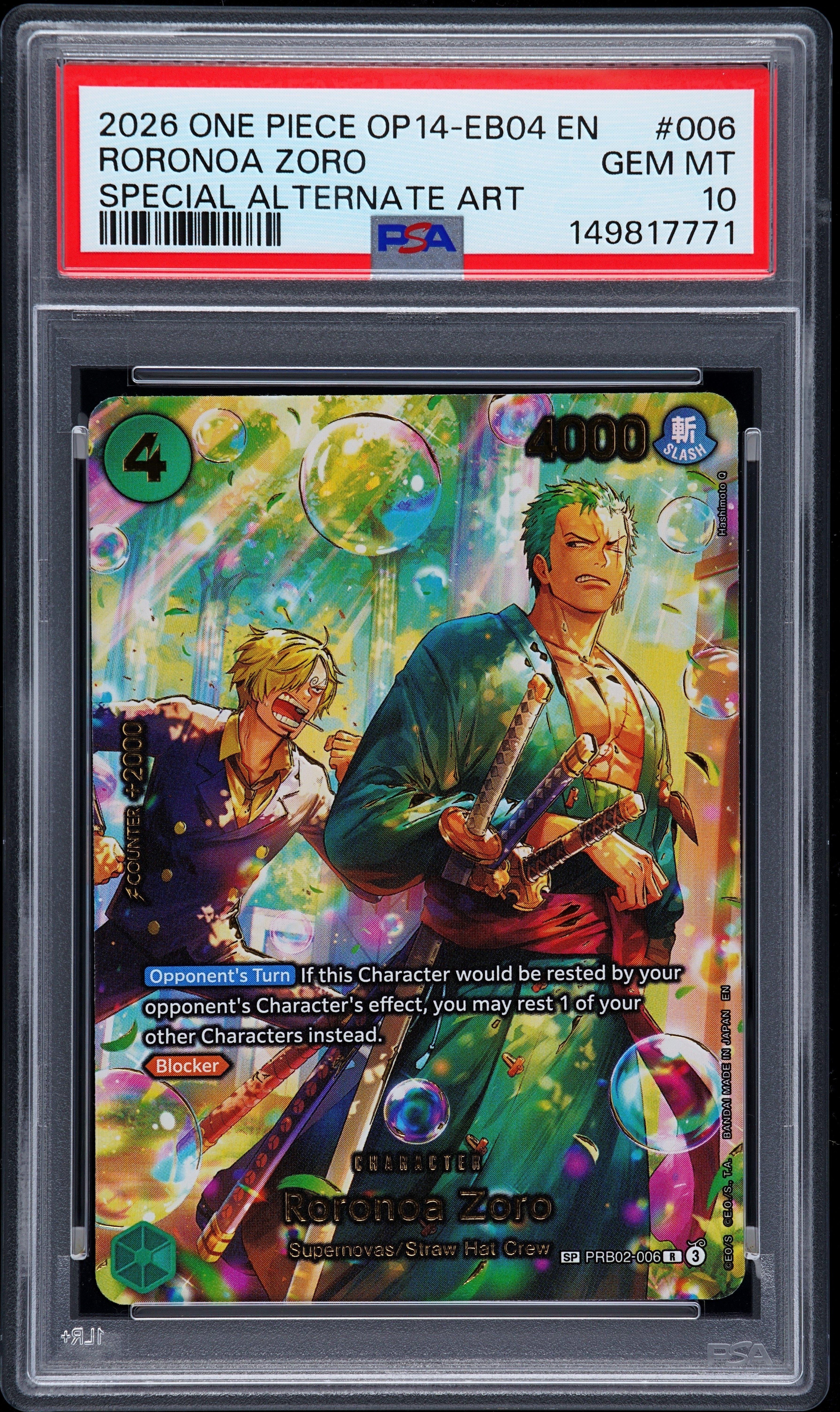 2026 One Piece Op14-eb04-the Azure Sea's Seven 006 Roronoa Zoro