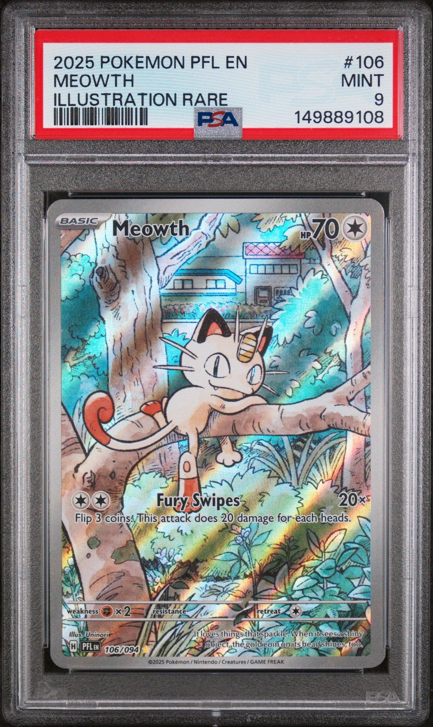【PSA9】ニャースAR Phantasmal Flames 英語版 IR 2025 Pokemon Pfl En-phantasmal Flames 106 Meowth Illustration Rare