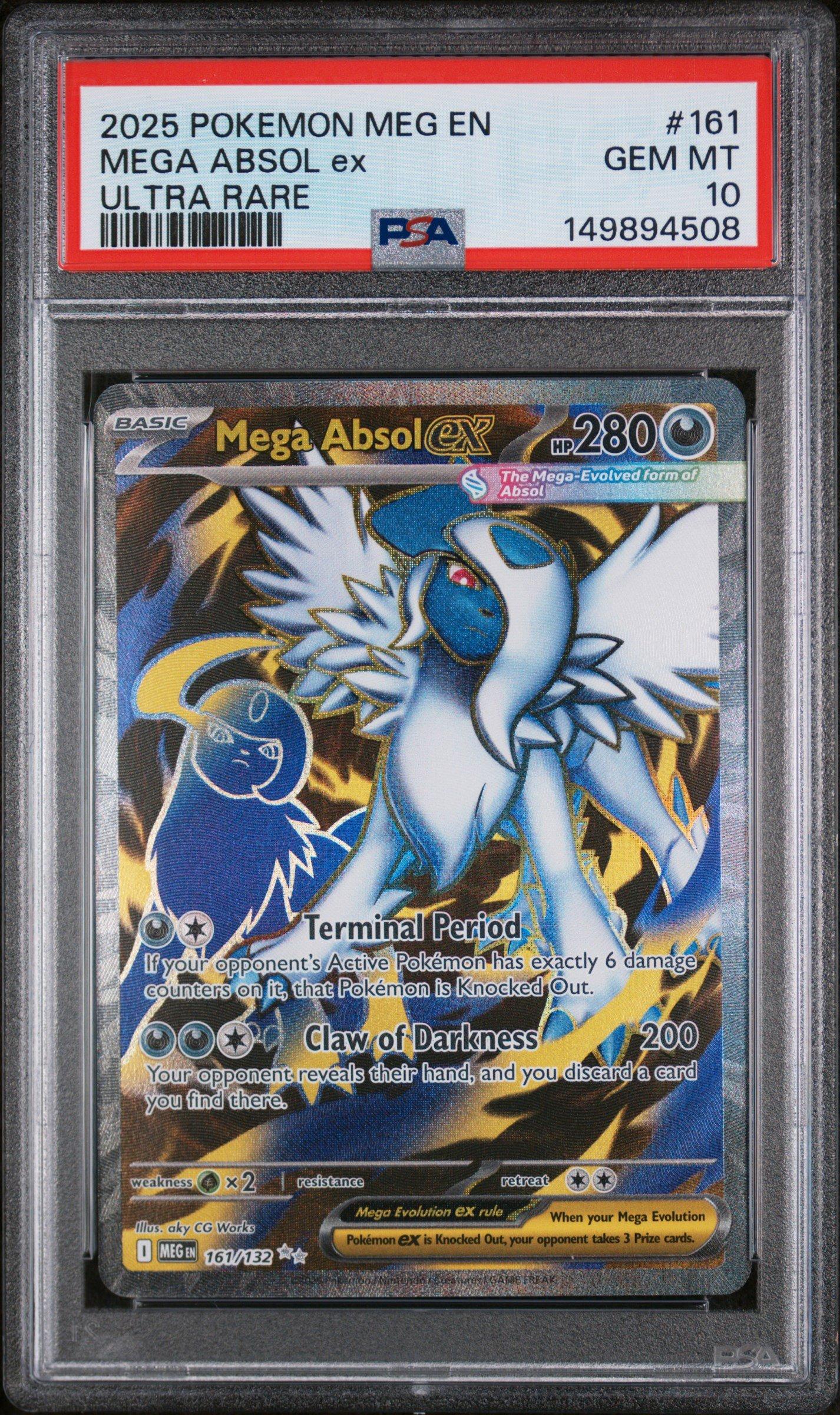 ポケモンカードゲーム MEGA ABSOL ex PSA 10 SPECIAL ART RARE 2025 Pokemon Meg En-mega Evolution 161 Mega Absol Ex Ultra Rare