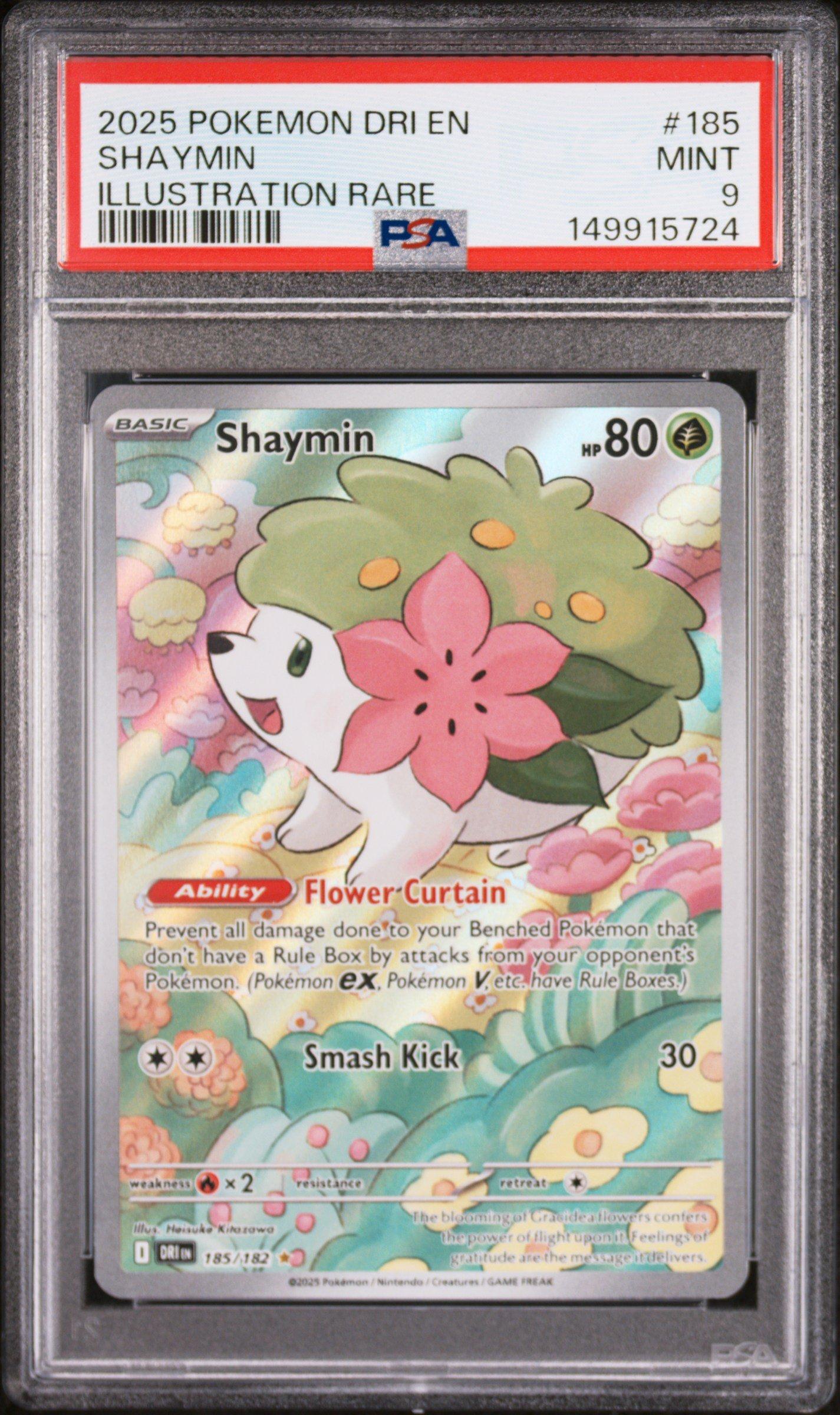 2025 Pokemon Dri En-destined Rivals 185 Shaymin Illustration Rare PSA 9