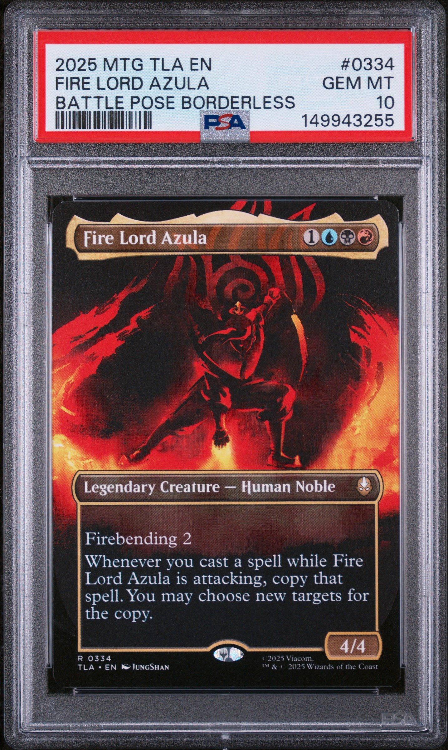 2025 Magic The Gathering Avatar: The Last Airbender 0334 Fire Lord Azula Battle Pose Borderless PSA 10