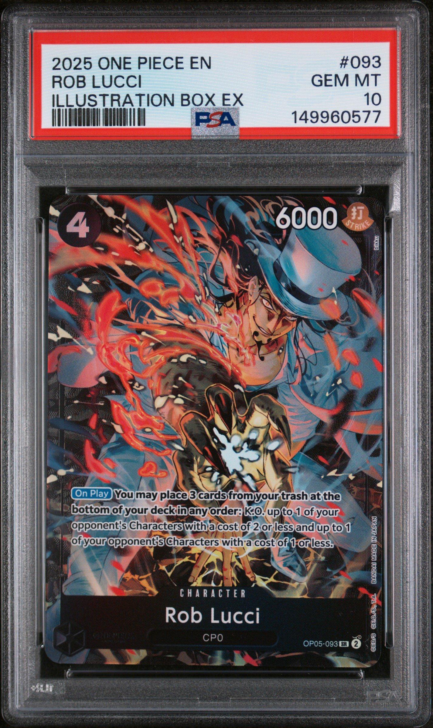 2025 One Piece Promos 093 Rob Lucci Illustration Box Ex PSA 10