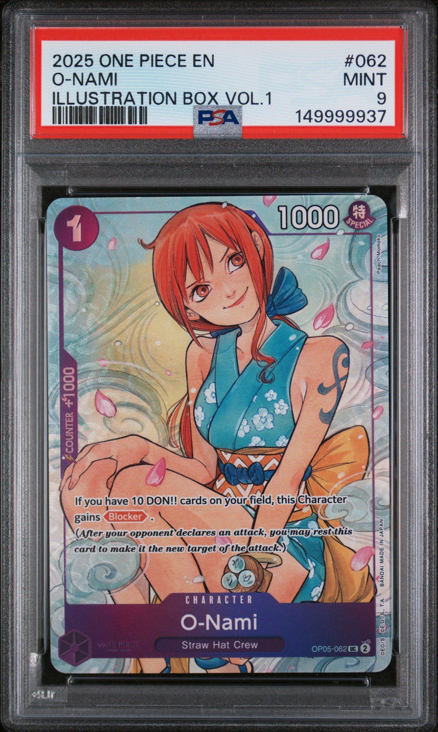 2025 One Piece Promos 062 O-nami Illustration Box Vol.1 PSA 9