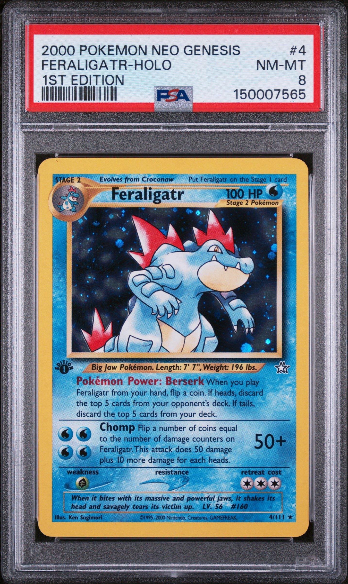 2000 Pokemon Neo Genesis 1st Edition 4 Feraligatr-holo PSA 8