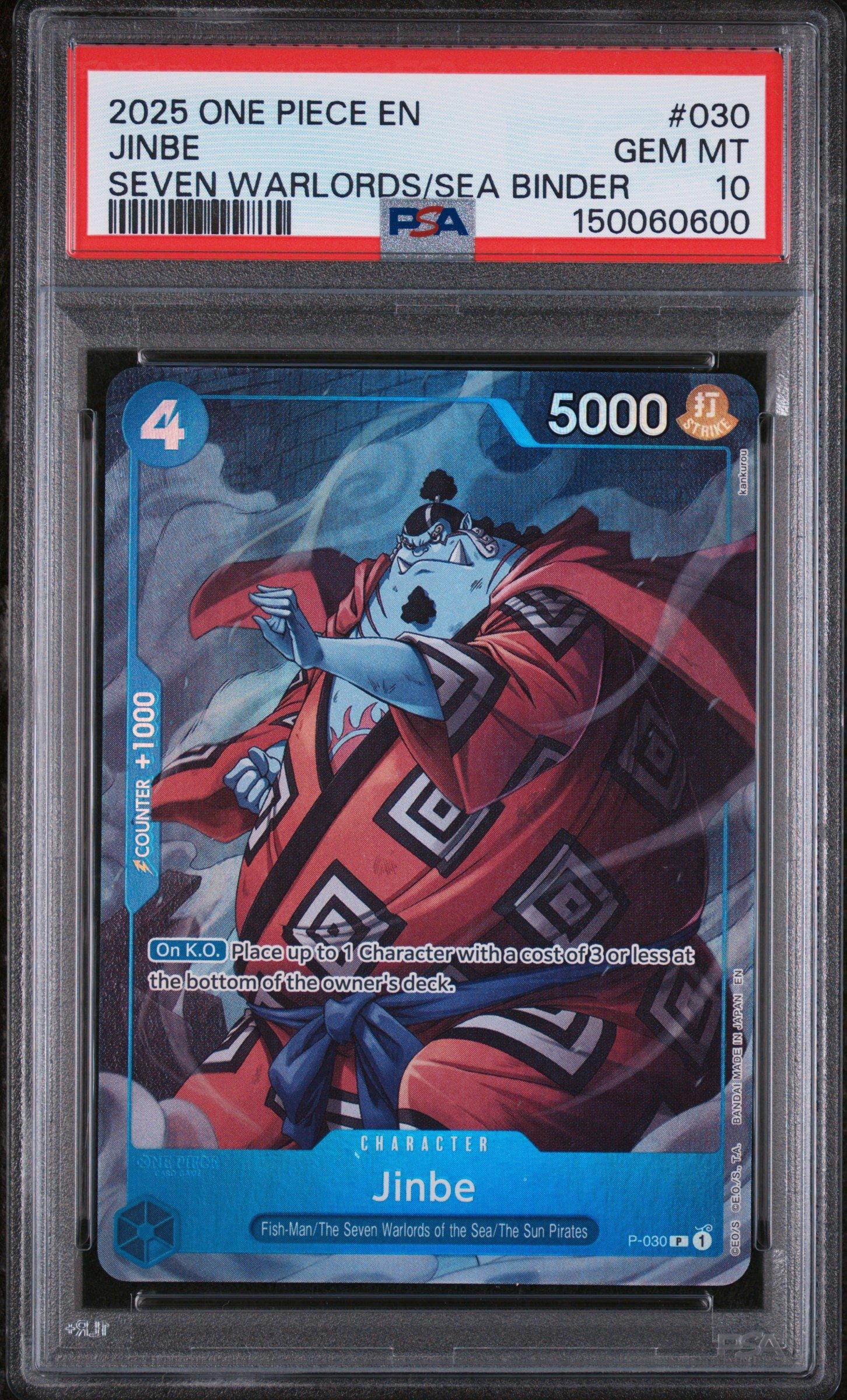 2025 One Piece Seven Warlords Of The Sea Binder Set 030 Jinbe PSA