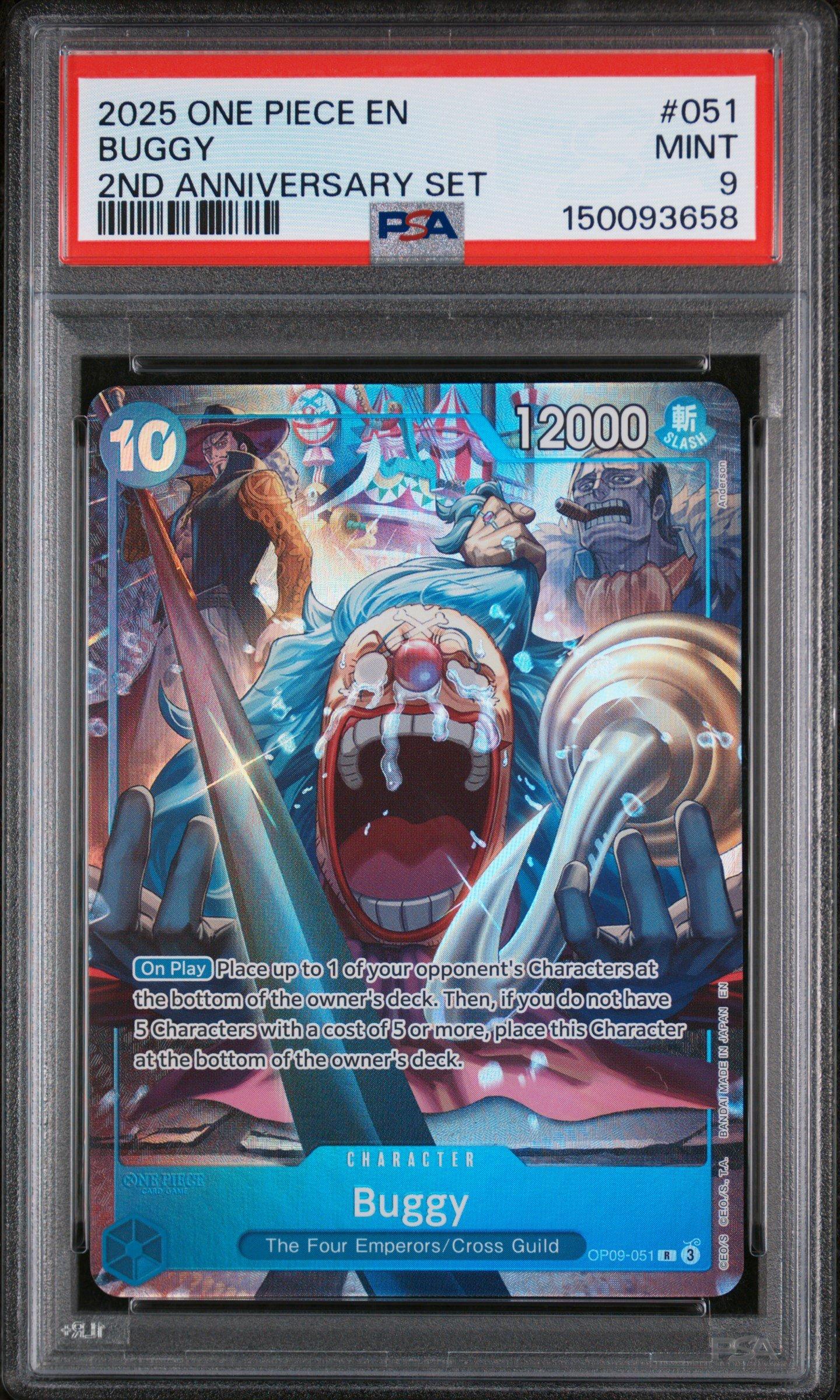 2025 One Piece English Version 2nd Anniversary Set 051 Buggy PSA 9