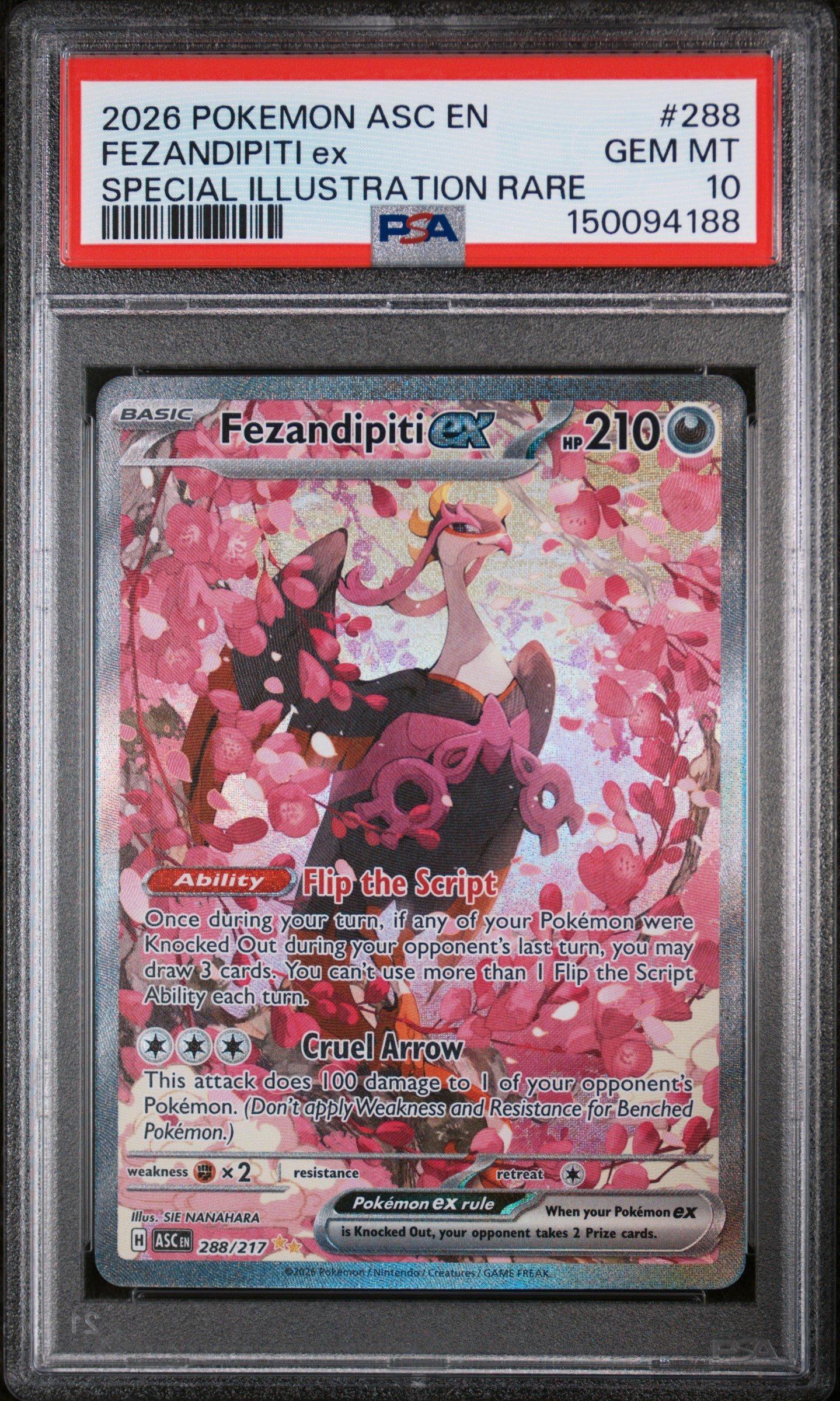 ファイヤー　カードダスPSA8 2026 Pokemon Asc En-ascended Heroes 288 Fezandipiti Ex Special
